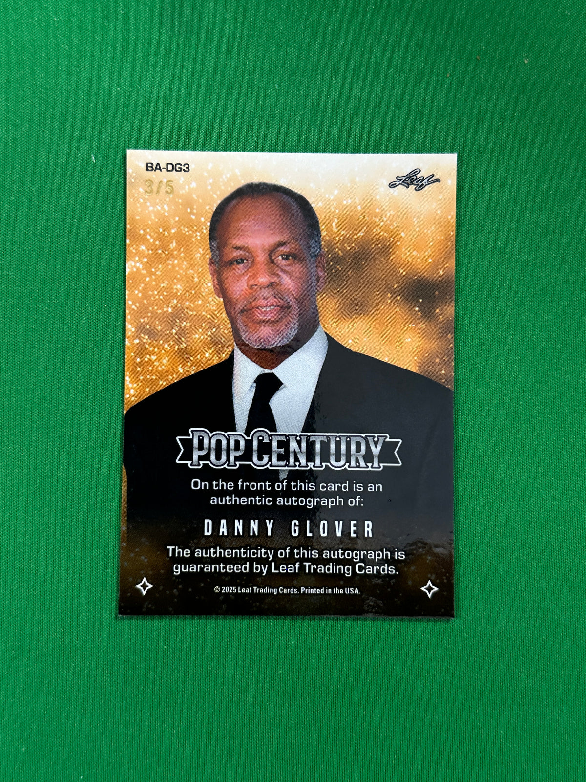 Danny Glover Autograph 3/5 - Leaf Pop Century 2025 - back