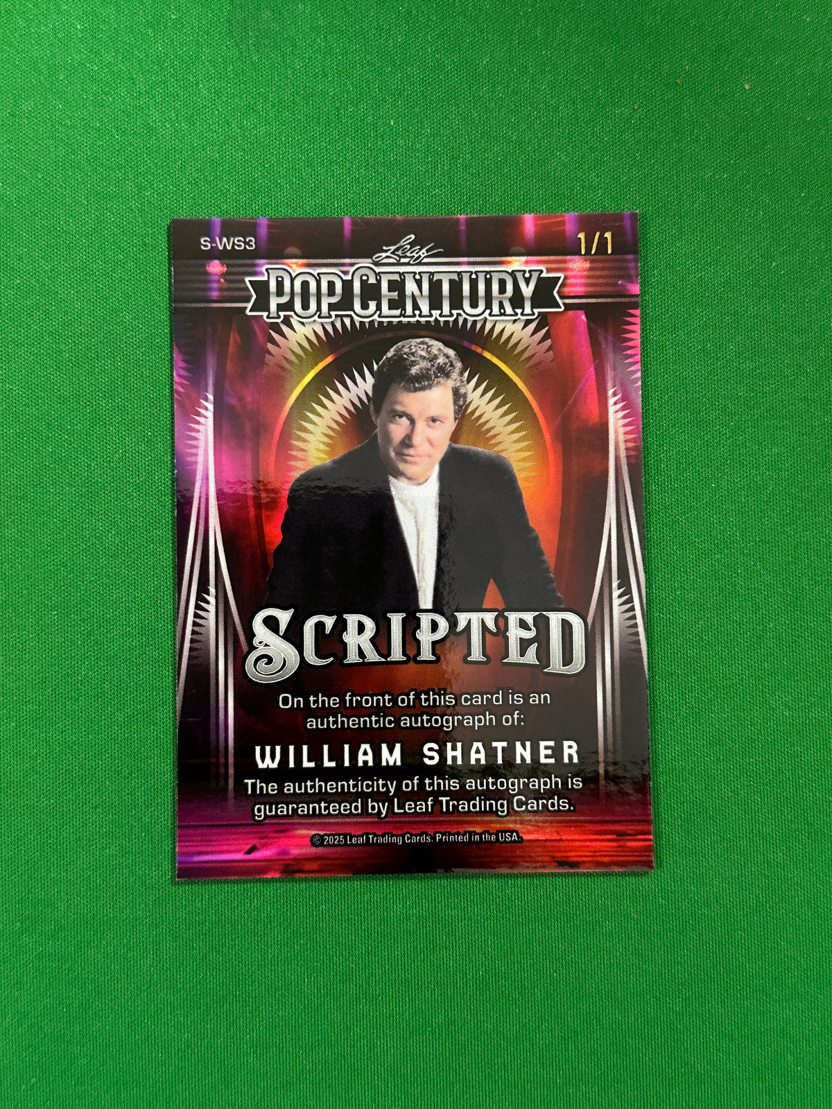 William Shatner Scripted Orange Circles Autograph 1/1 - Leaf Pop Century 2025 - back
