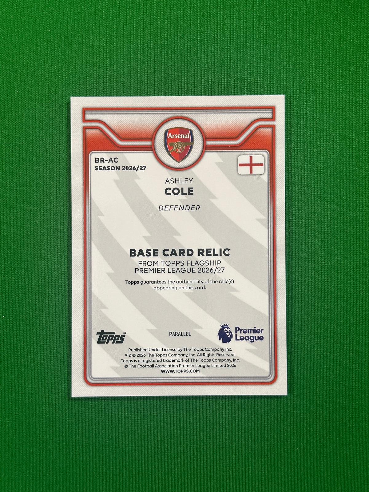 Ashley Cole Relic Purple 046/199 — back