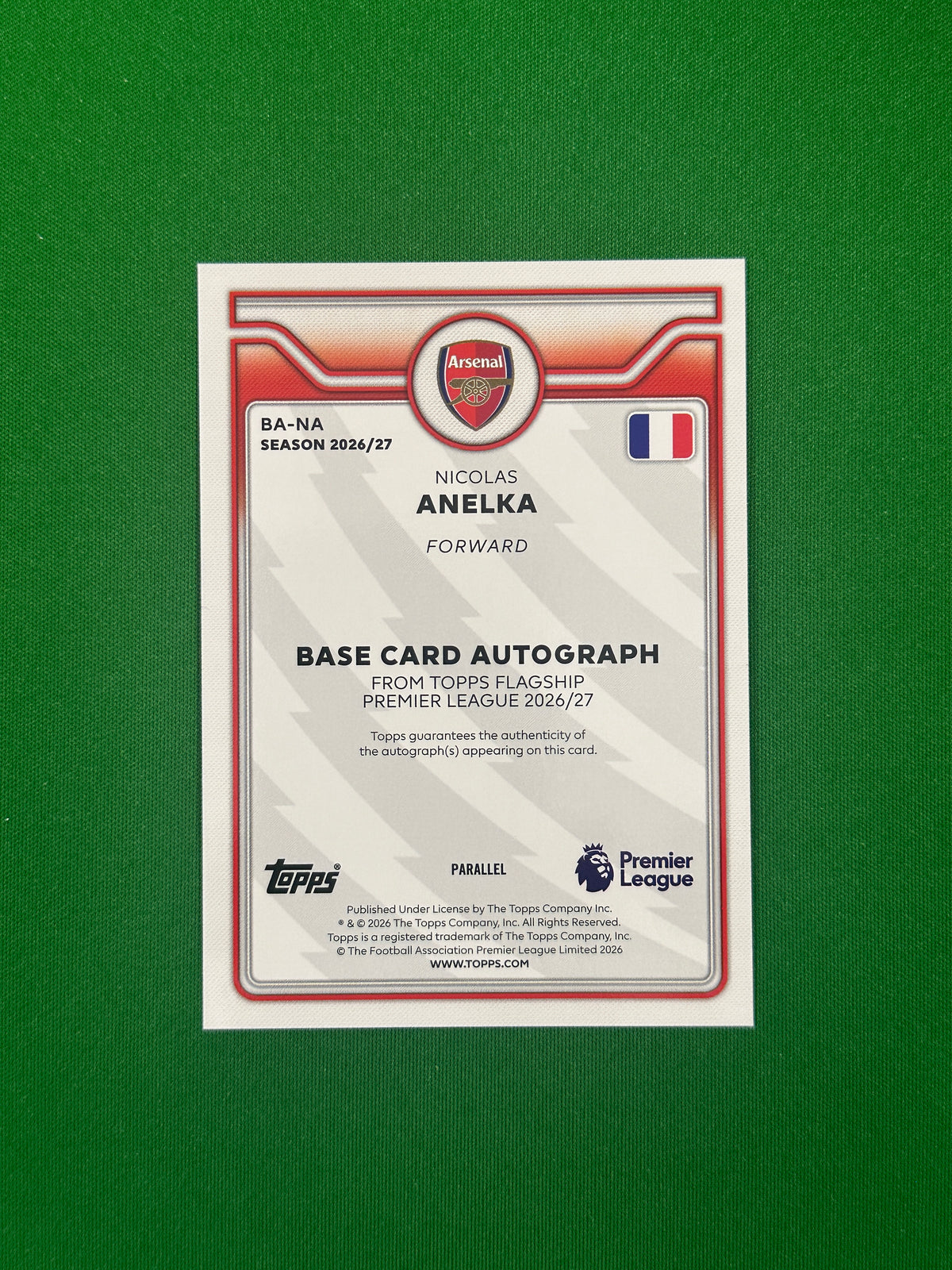 Nicolas Anelka Autograph Black and White 37/75 — back
