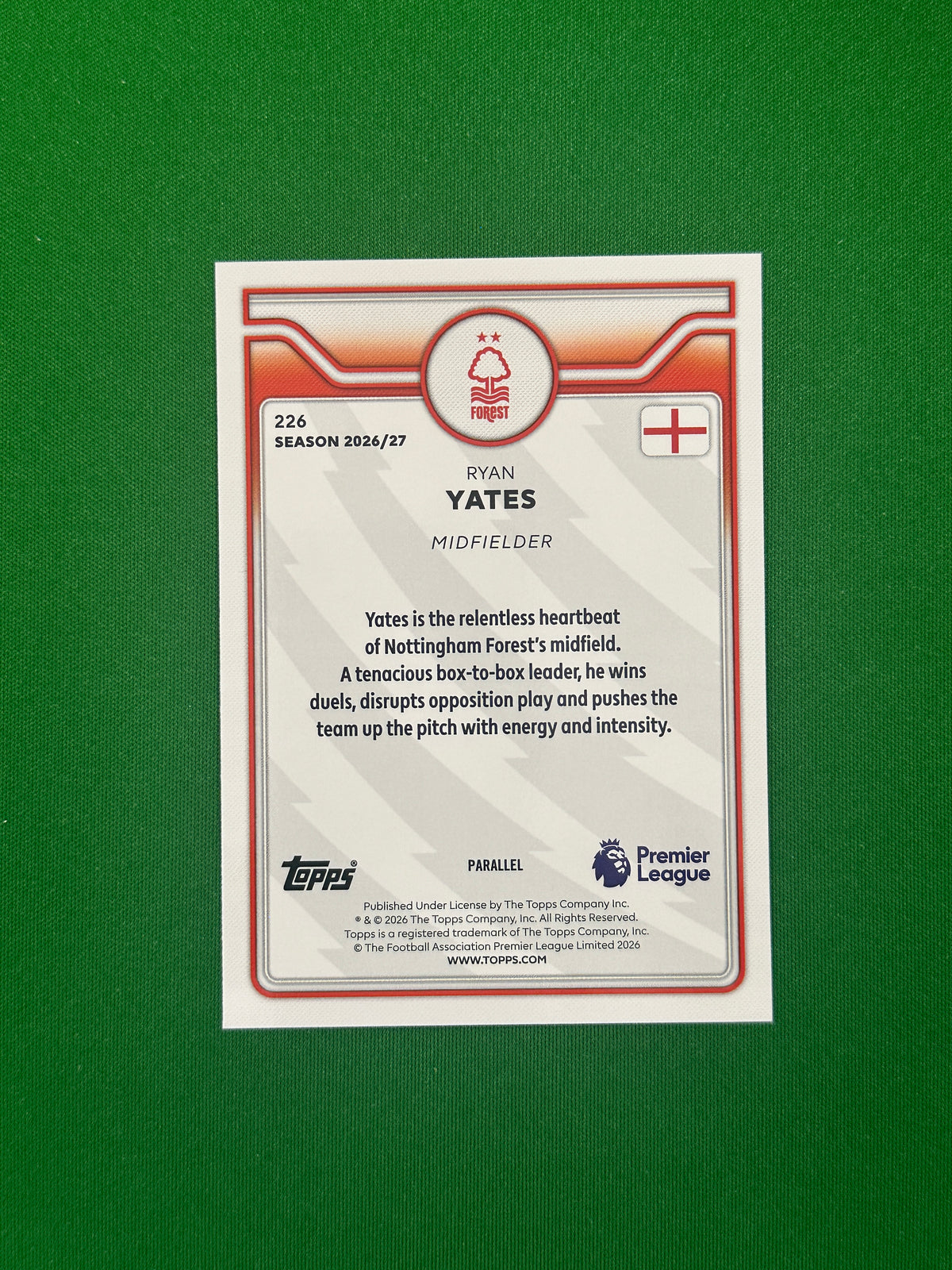 Ryan Yates Blue 034/150 — back