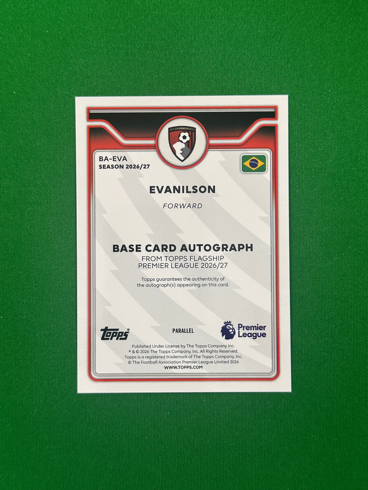 Evanilson Autograph Blue 095/150 — back