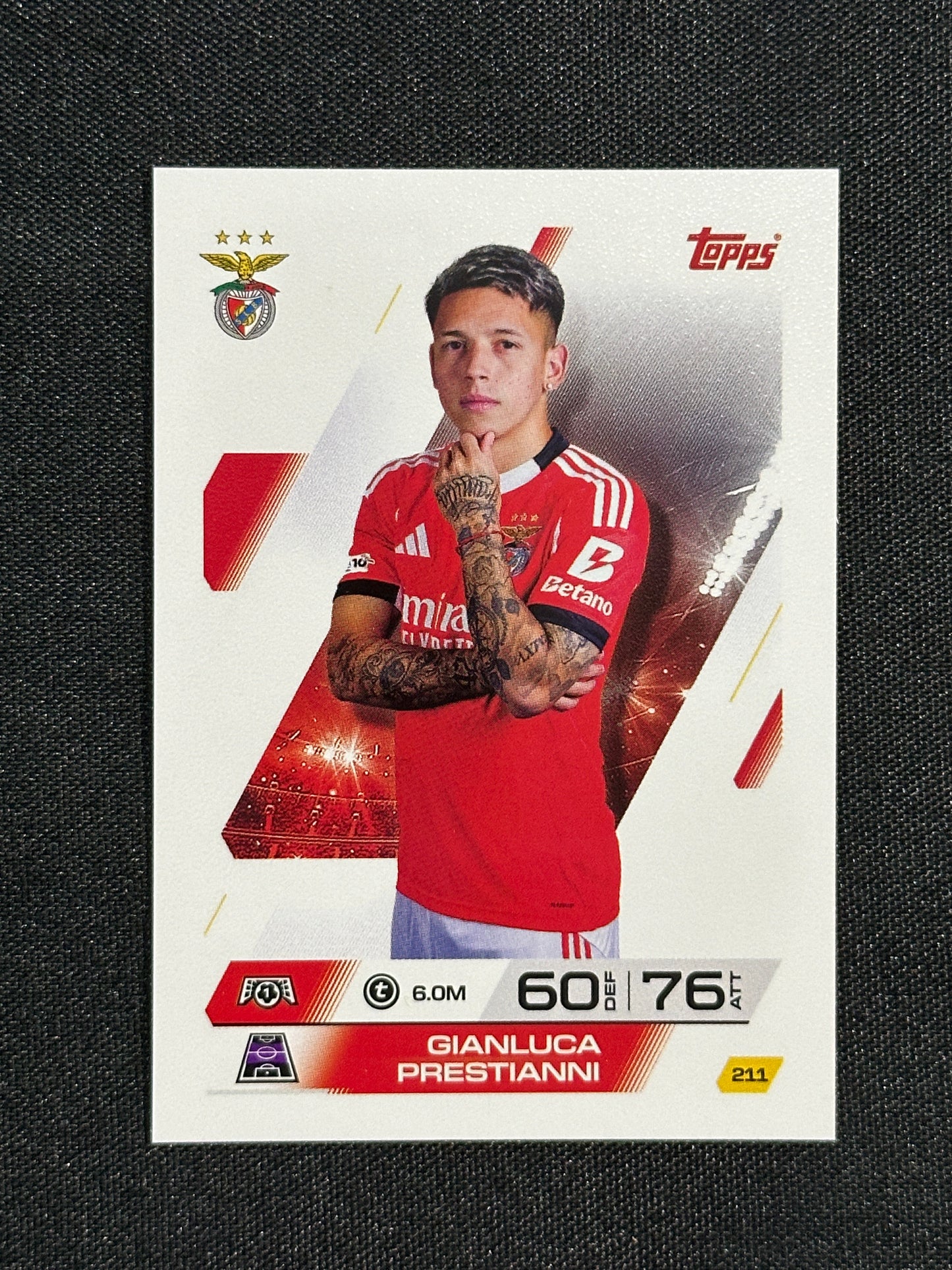 211 Gianluca Prestianni SL Benfica Base - Topps Match Attax 2025/26