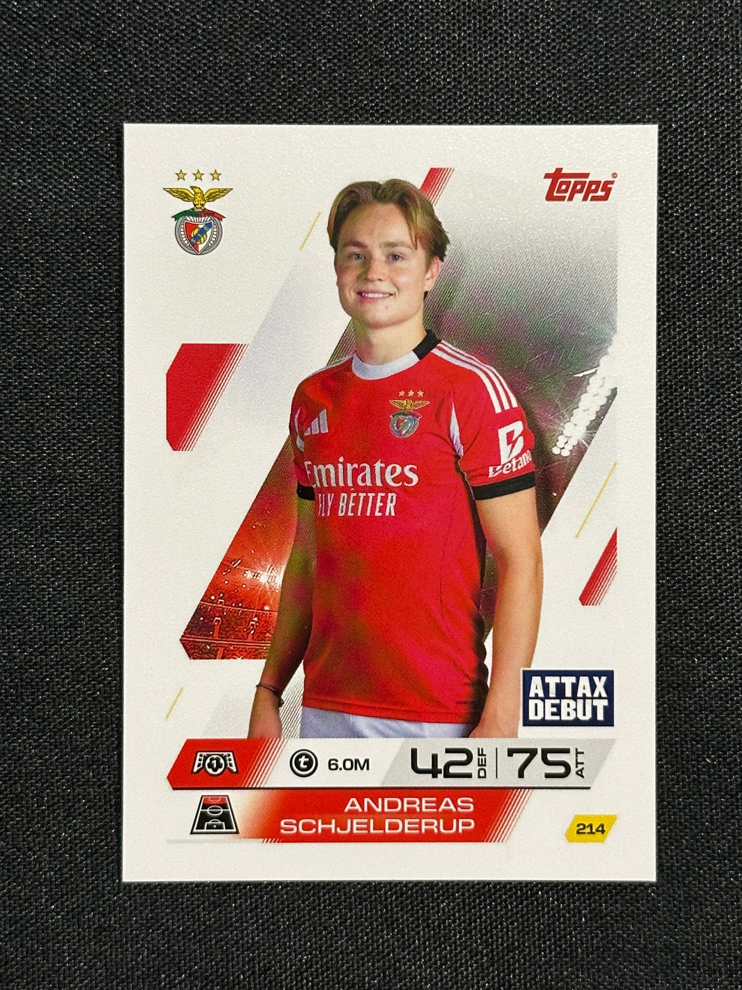 214 Andreas Schjederup SL Benfica Base - Topps Match Attax 2025/26