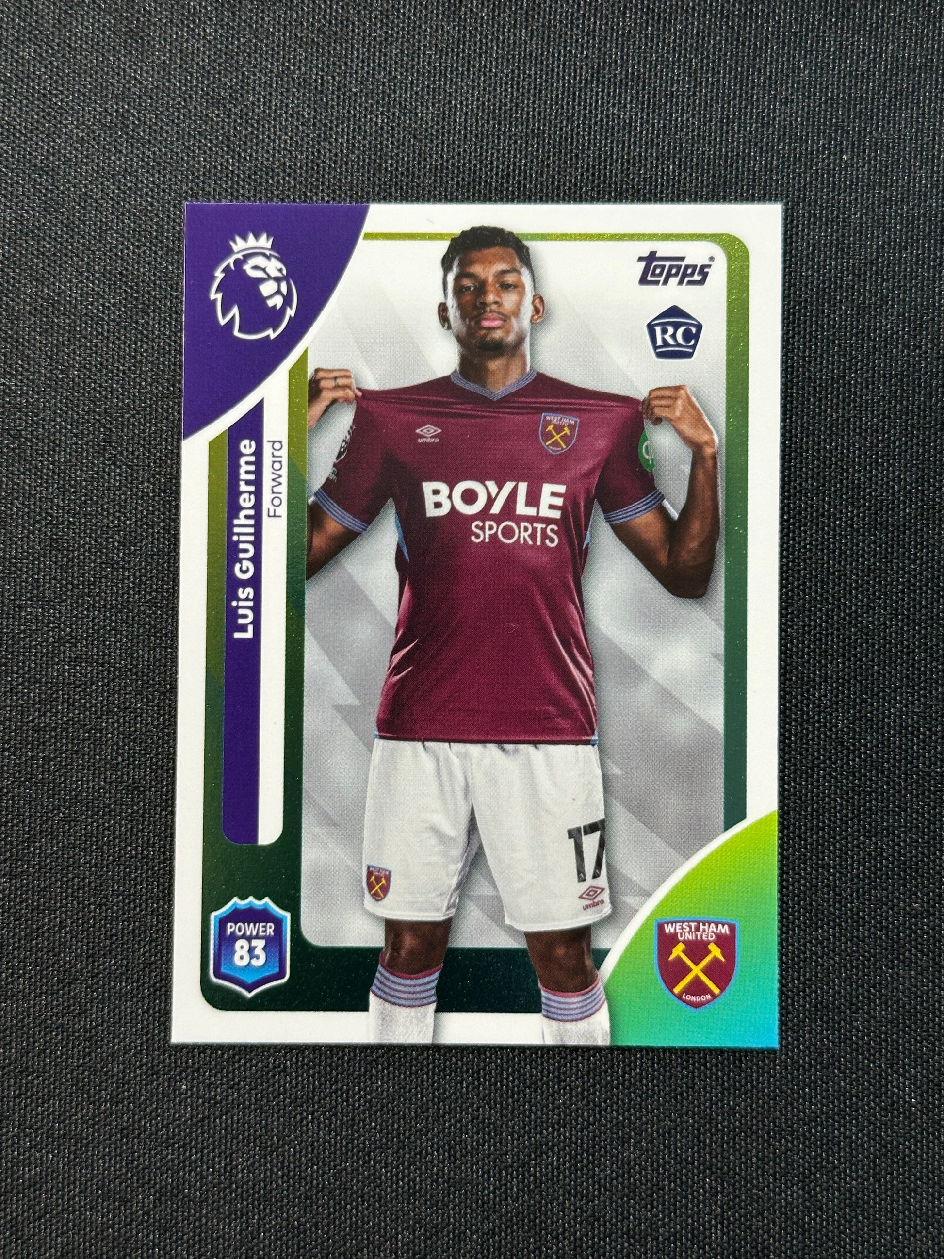 285 Luis Guilherme West Ham Base - Topps Premier League 2026