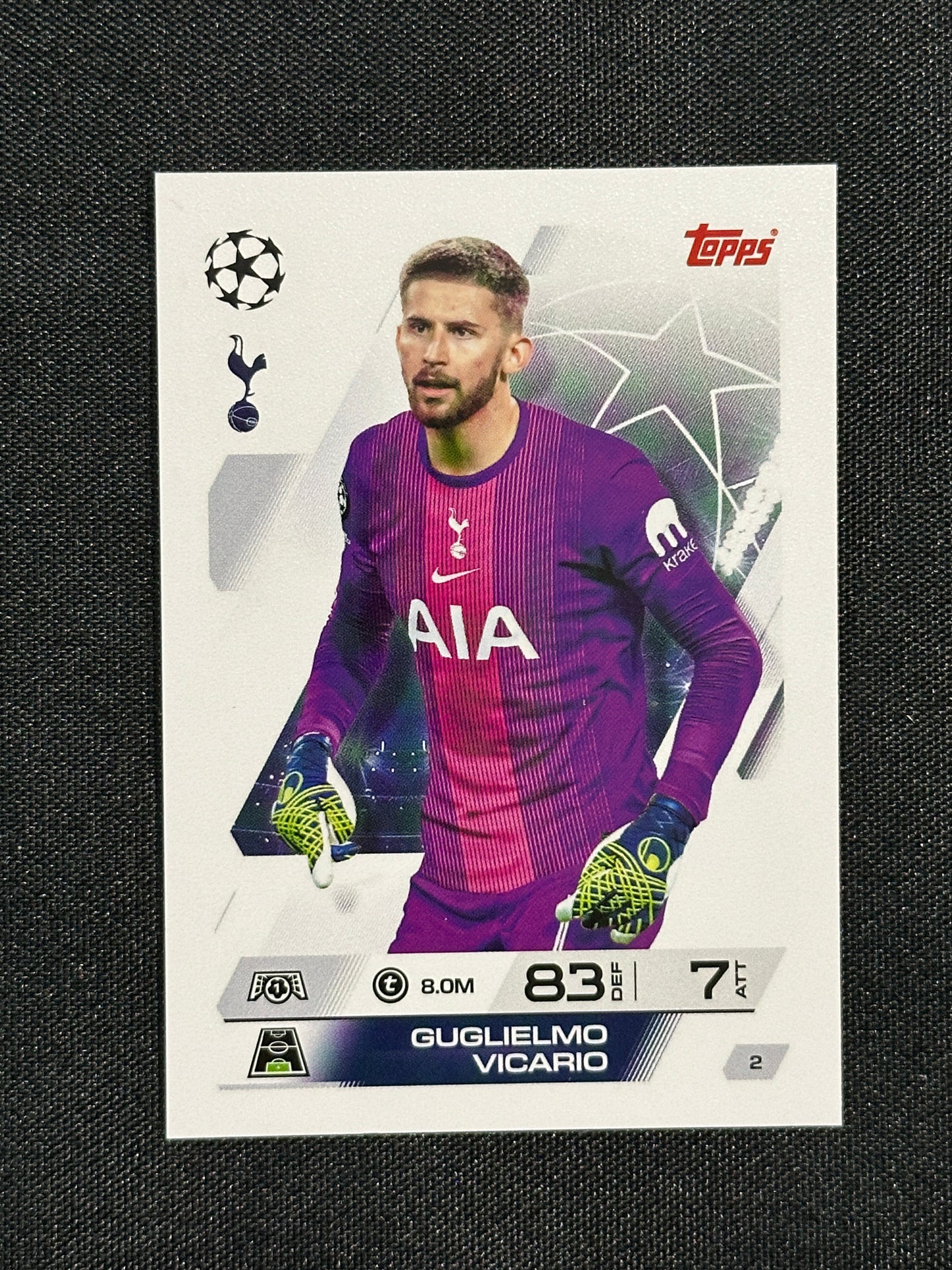 2 Guglielmo Vicario Tottenham Hotspur Base - Topps Match Attax 2025/26