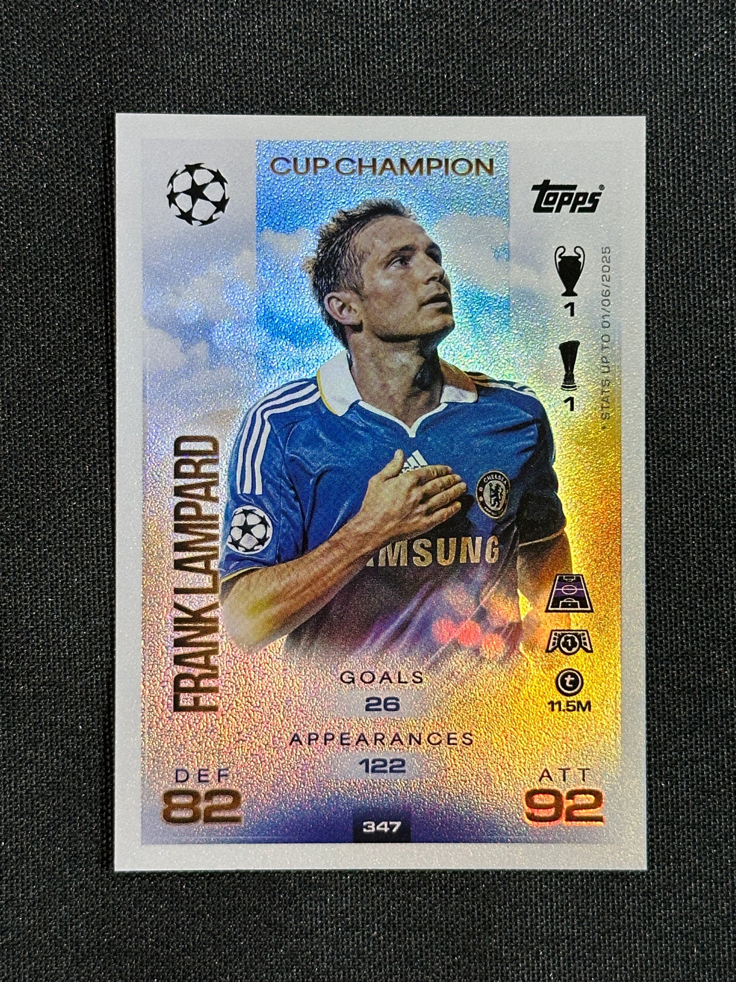 347 Frank Lampard Chelsea Cup Champion - Topps Match Attax 2025/26