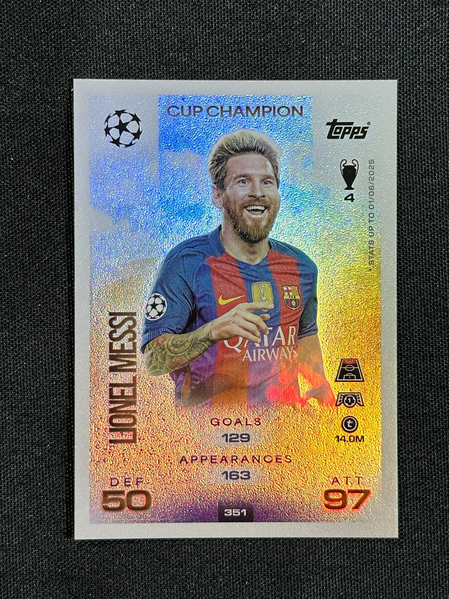 351 Lionel Messi Barcelona Cup Champion - Topps Match Attax 2025/26