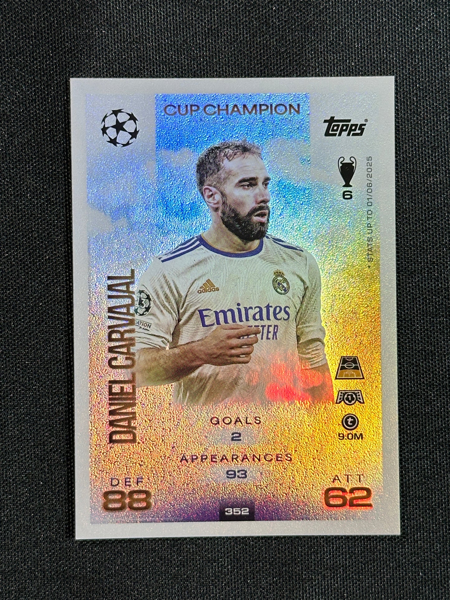 352 Daniel Carvajal Real Madrid Cup Champion - Topps Match Attax 2025/26
