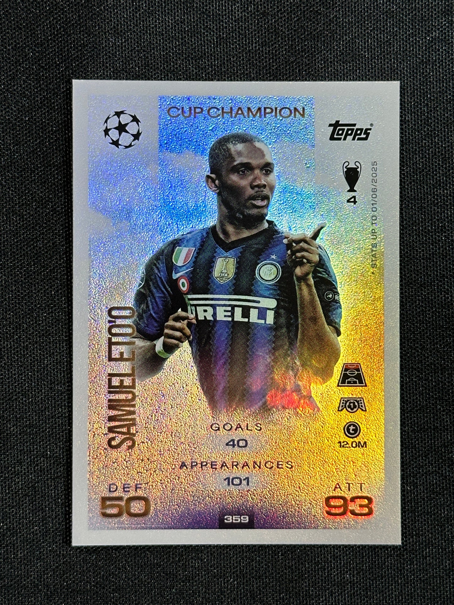 359 Samuel Eto'o Inter Milan Cup Champion - Topps Match Attax 2025/26