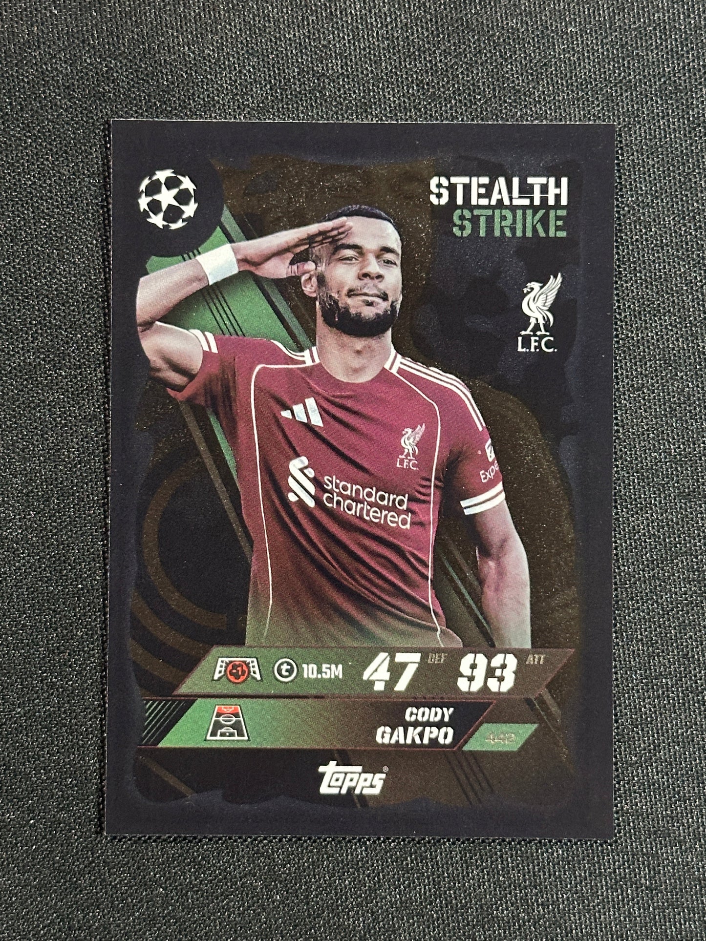 442 Cody Gakpo Liverpool Stealth Strike - Topps Match Attax 2025/26