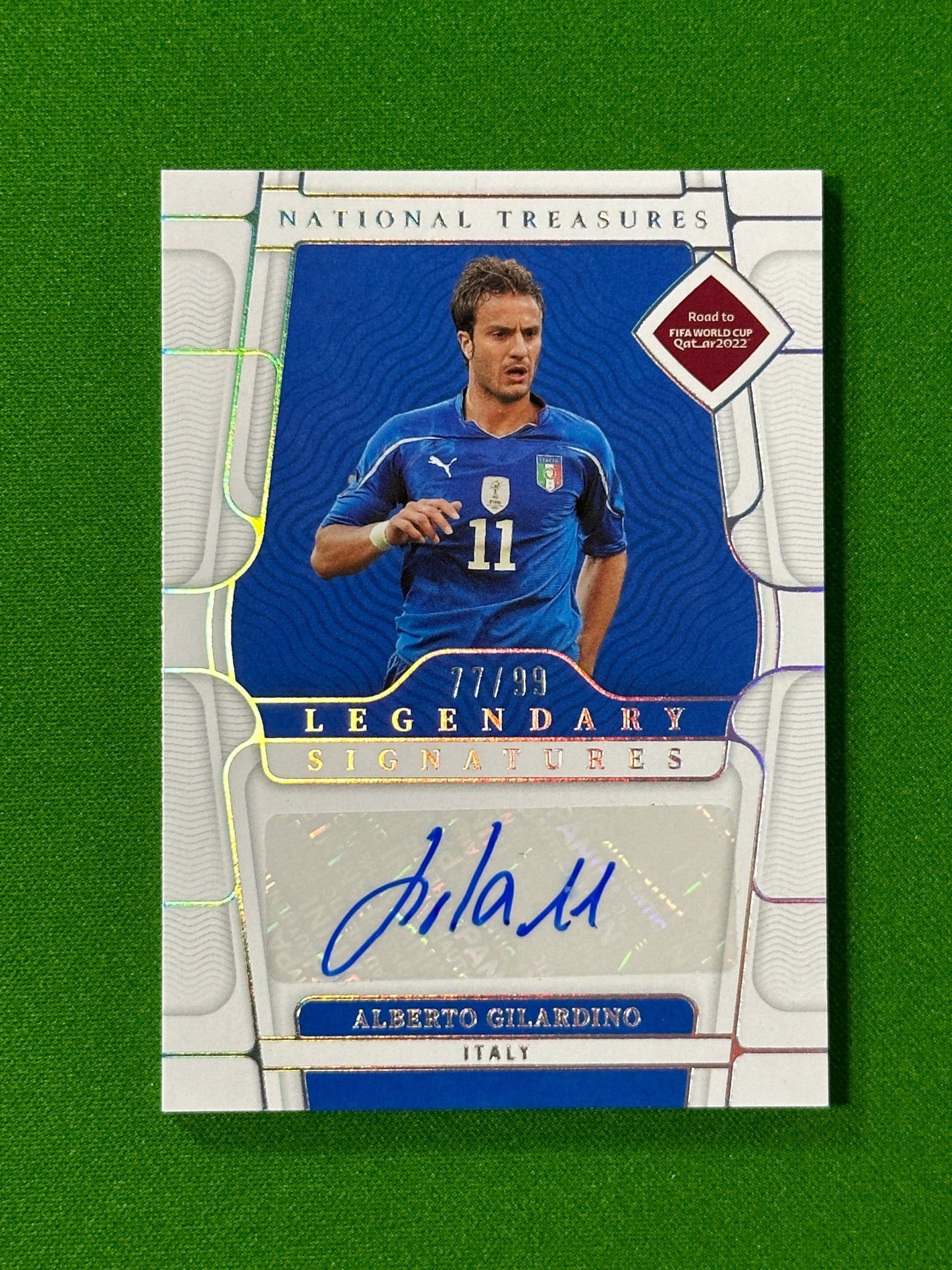 Alberto Gilardino Autograph 77/99 - Italy - Panini National Treasures World Cup 2022