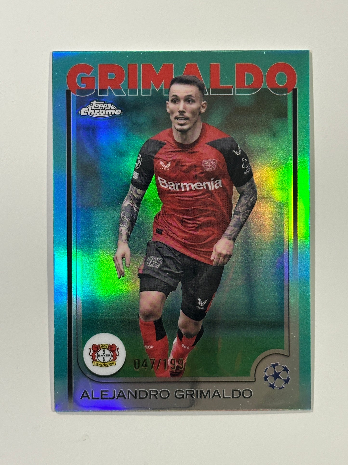Alejandro Grimaldo Numbered Parallel 47/199 - Topps Chrome 2024/25