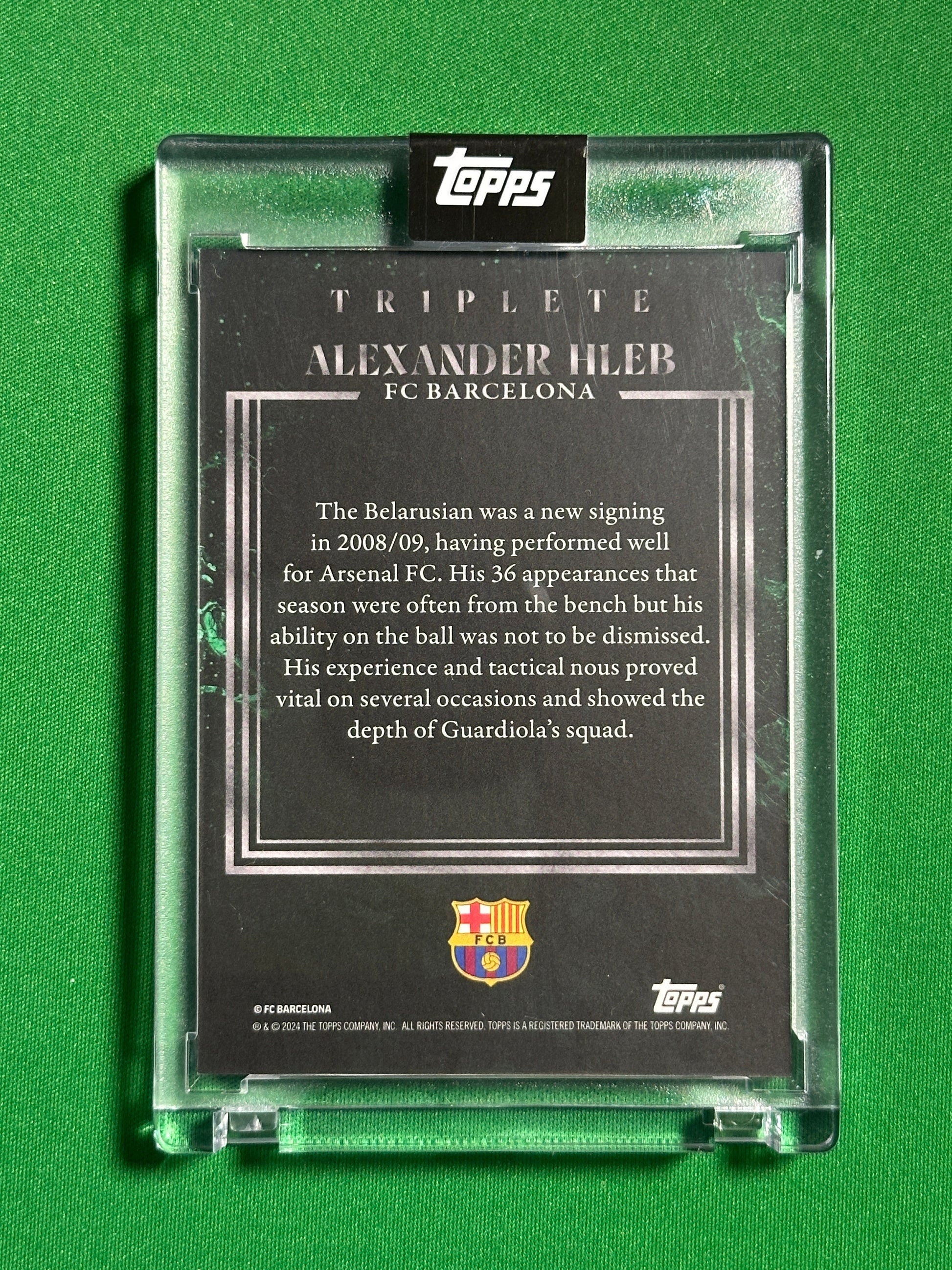 Alexander Hleb Autograph 08/75 - Topps Barcelona Triplete 2008/09 Back