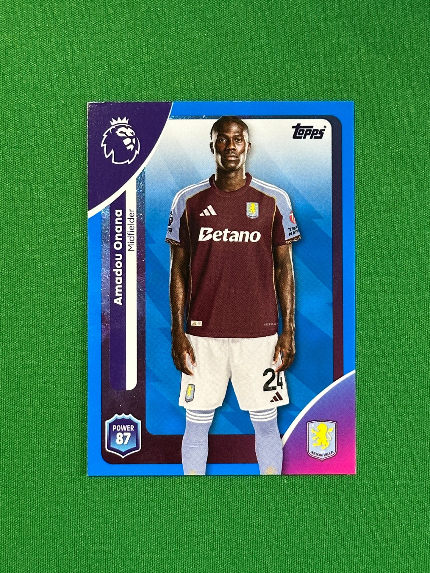 Amadou Onana Blue Parallel Base - Topps Premier League 2026