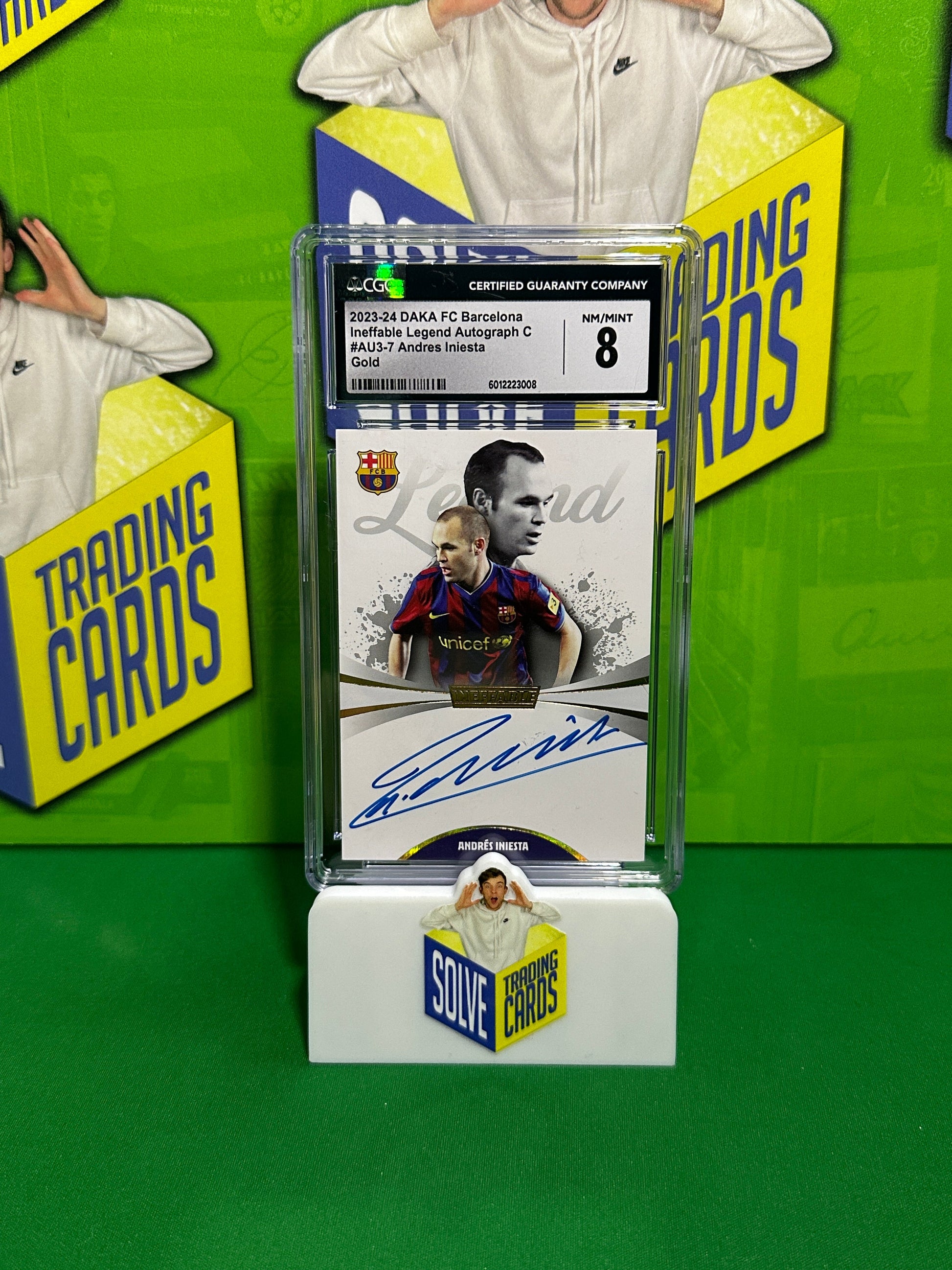 Andres Iniesta On-Card Autograph 07/09 - DAKA Barcelona One & Two 2023-24 - CGC 8