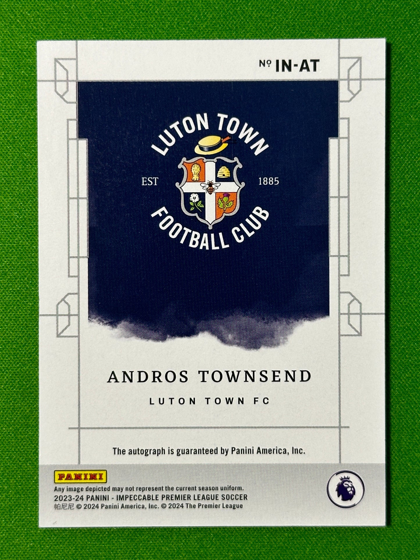 Andros Townsend Autograph 5/10 - Luton Town - Panini Impeccable 2023/24 Back