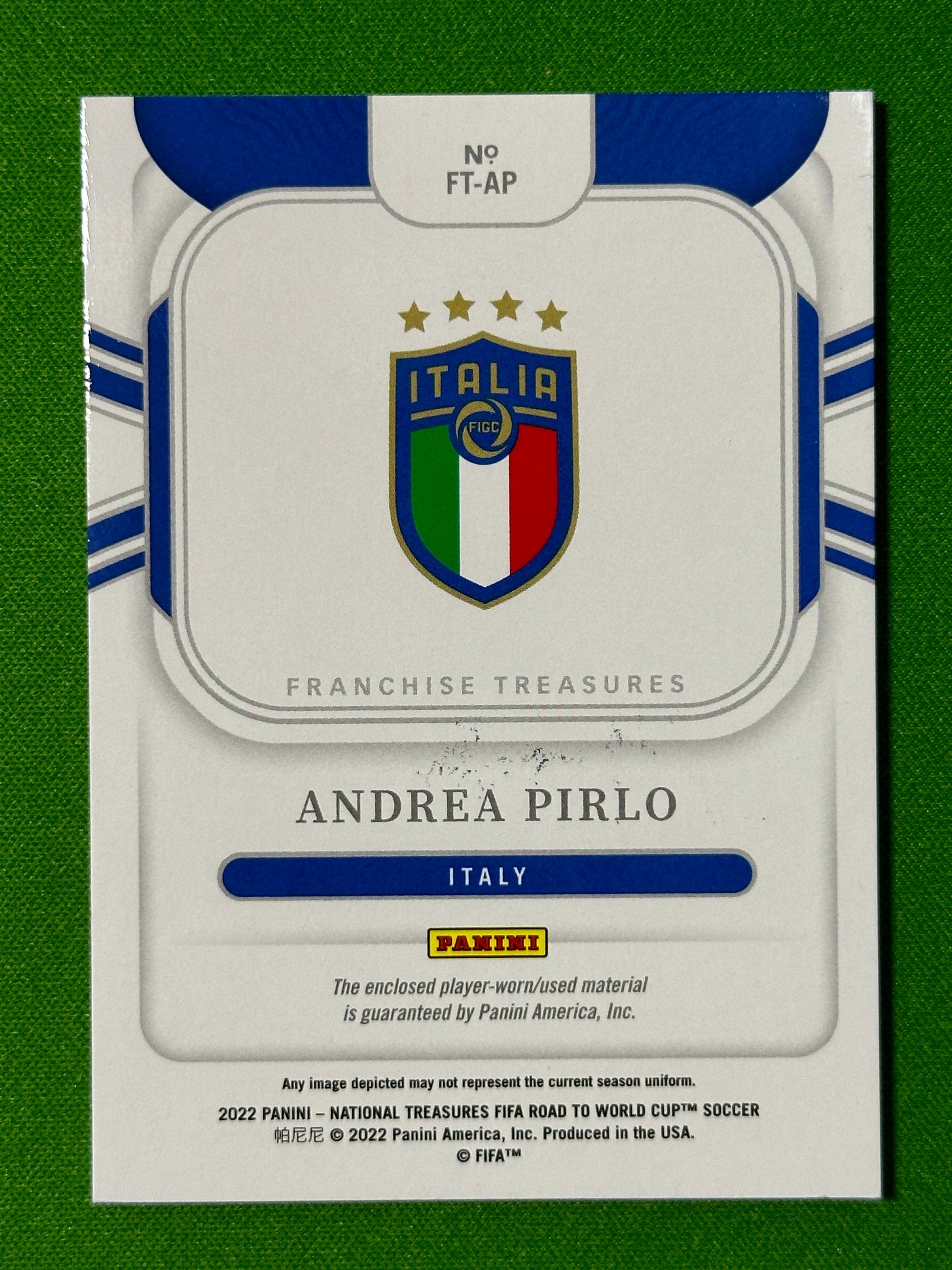 Andrrea Pirlo 64/99 - Italy - Panini National Treasures 2022 Back