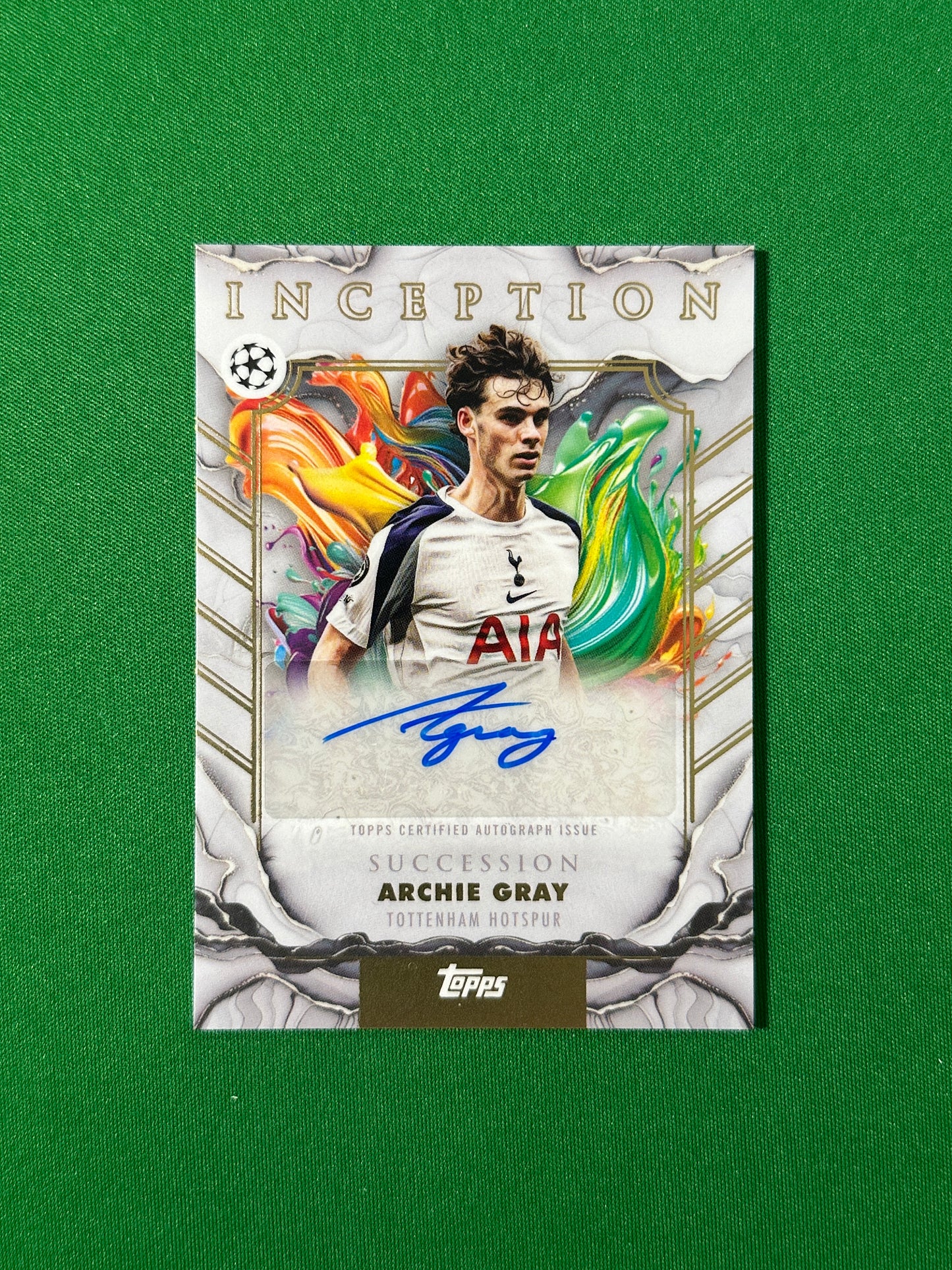 Archie Gray Autograph Tottenham Hotspur Topps PL Inception 2025/26 football card