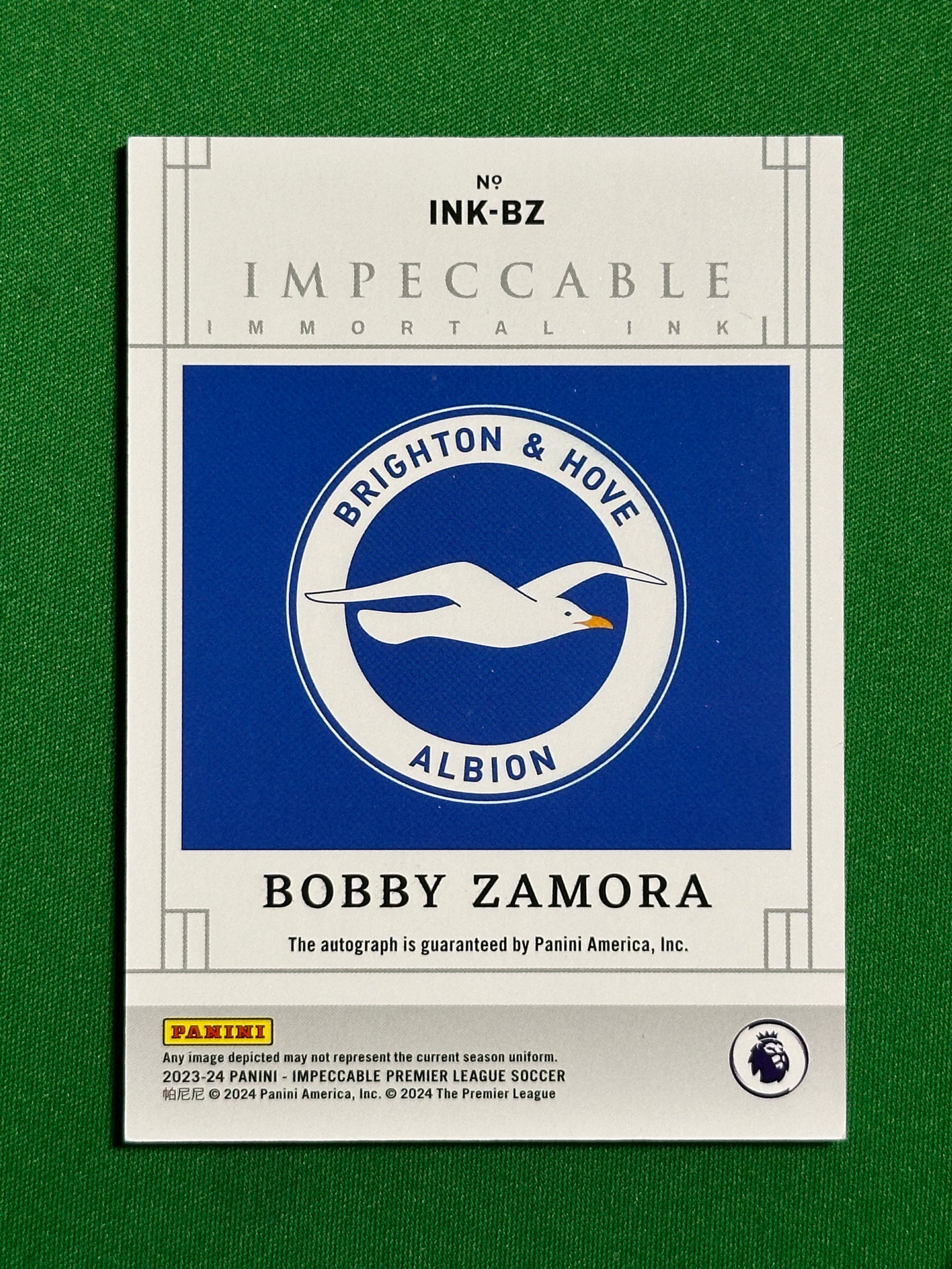 Bobby Zamora On-Card Autograph 86/99 - Brighton - Panini Impeccable 2023/24 Back