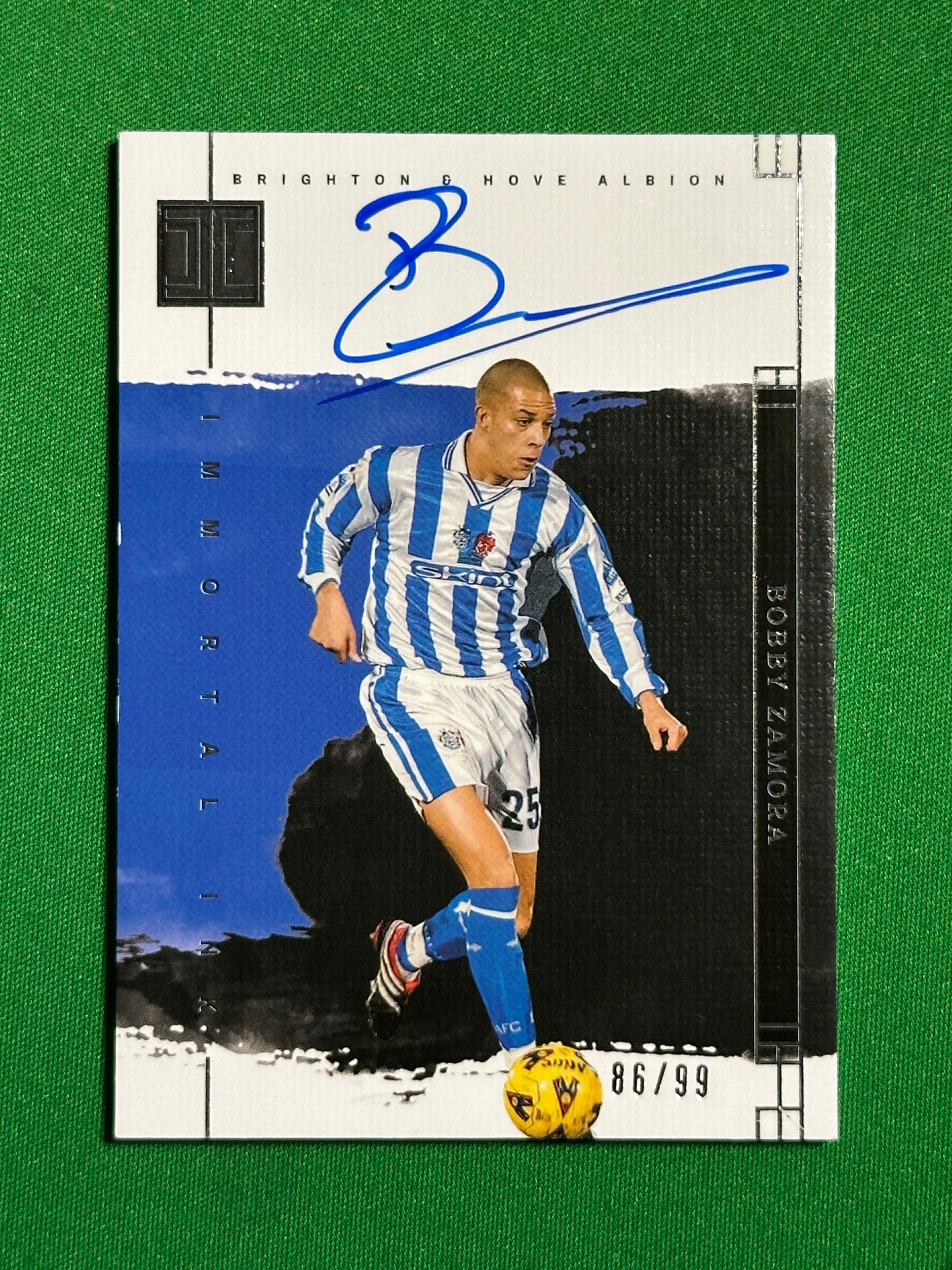 Bobby Zamora On-Card Autograph 86/99 - Brighton - Panini Impeccable 2023/24 Front