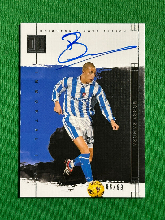 Bobby Zamora On-Card Autograph 86/99 - Brighton - Panini Impeccable 2023/24 Front