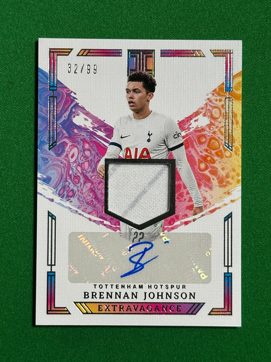 Brennan Johnson Autograph Patch 32/99 - Tottenham Hotspur - Panini Impeccable 2023/24 Front