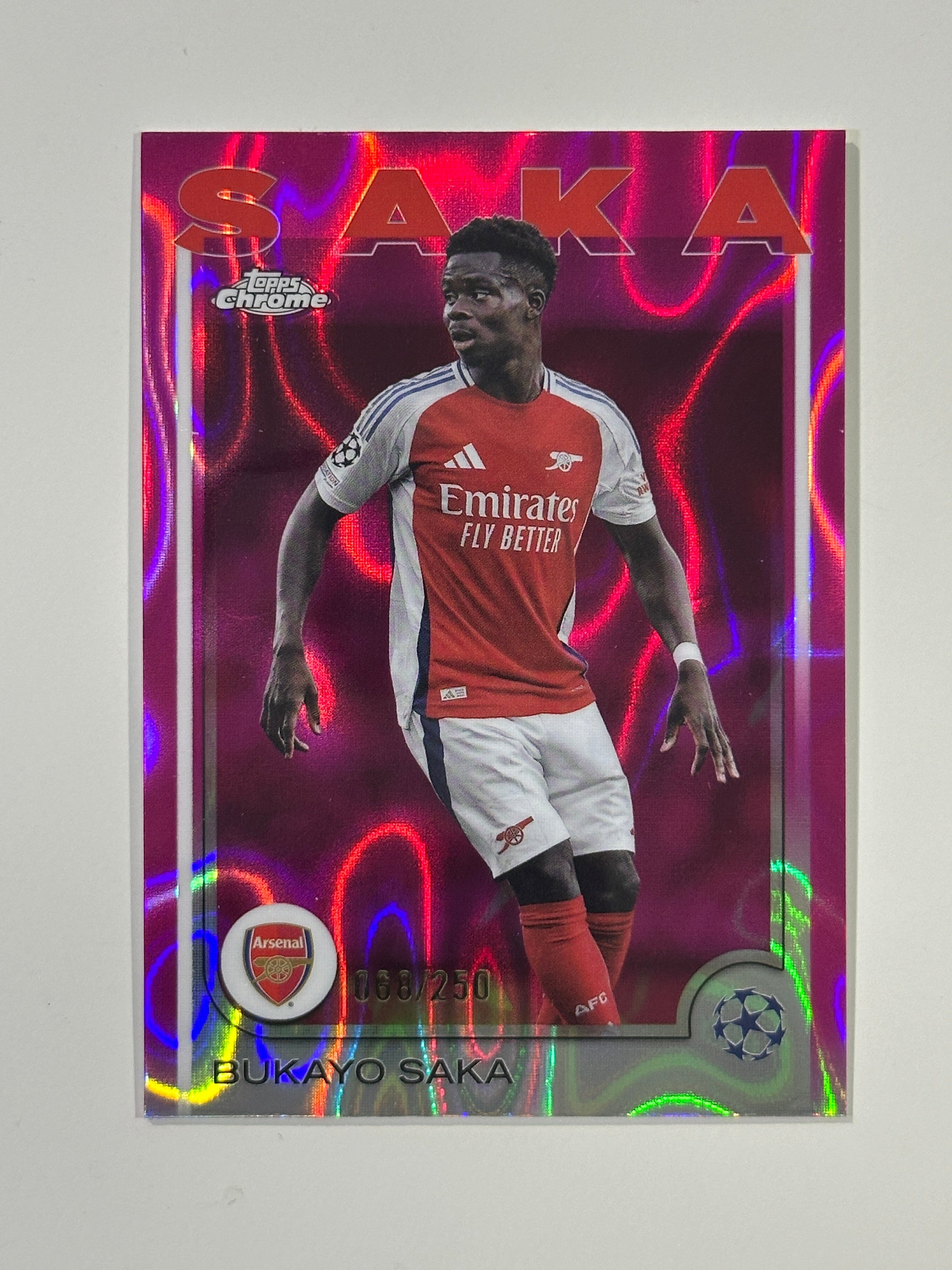 Bukayo Saka Numbered Parallel 68/250 - Topps Chrome 2024/25