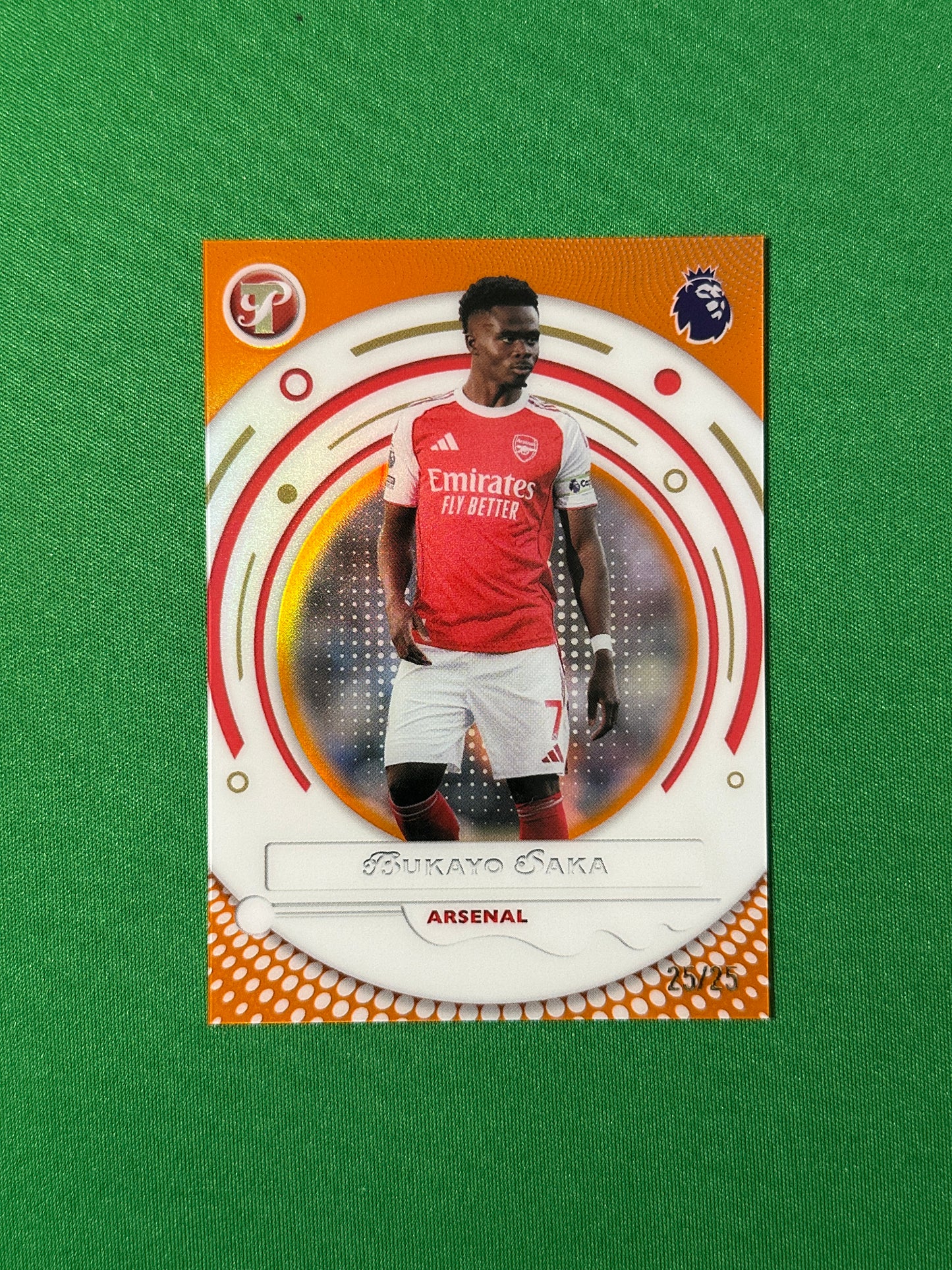 Bukayo Saka Parallel 25/25 Arsenal Topps PL Pristine 2025/26 football card