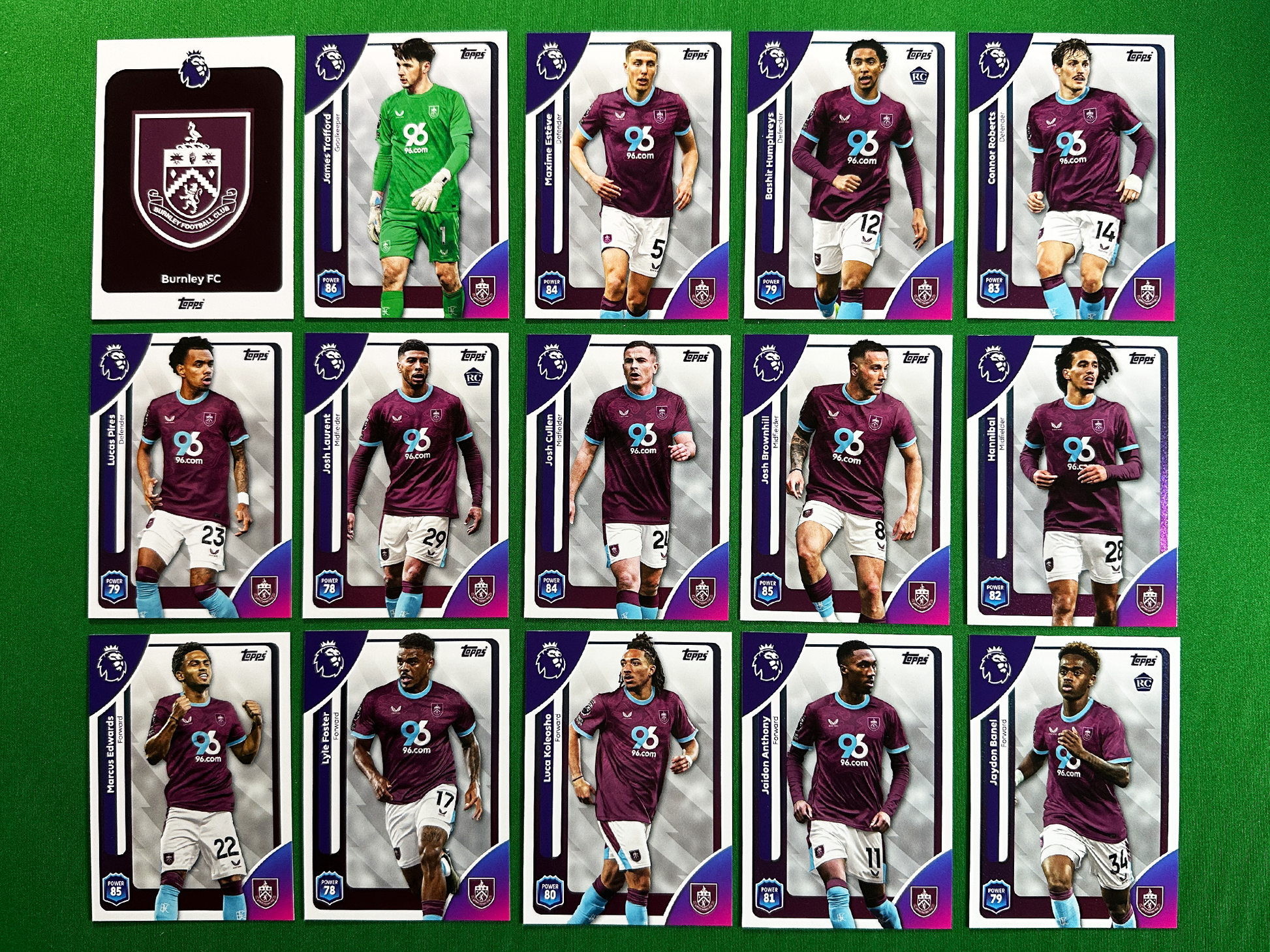 Burnley Full Base Set - Topps Premier League 2026