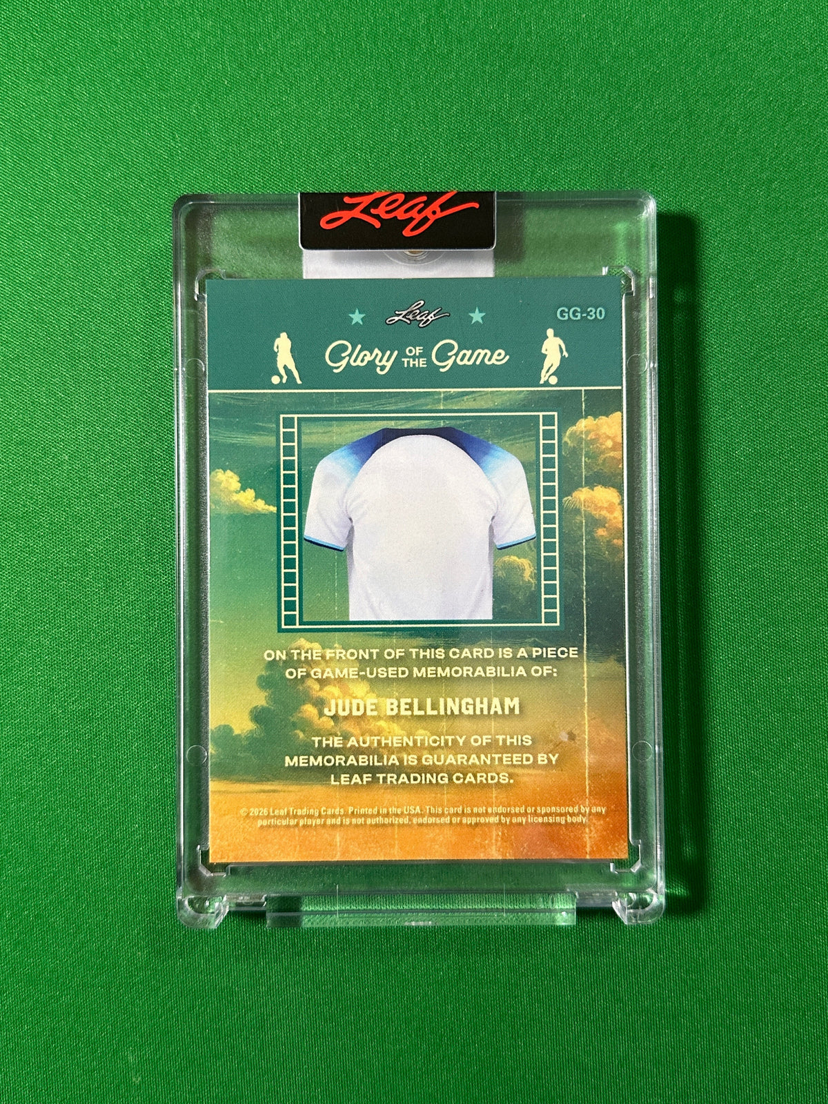 Jude Bellingham Relic 2/2 England Leaf Glory of the Game 2026 football card back