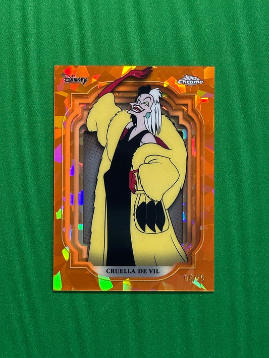 Cruella De Vil Numbered Parallel 9/25 - Topps Disney Chrome Sapphire 2024