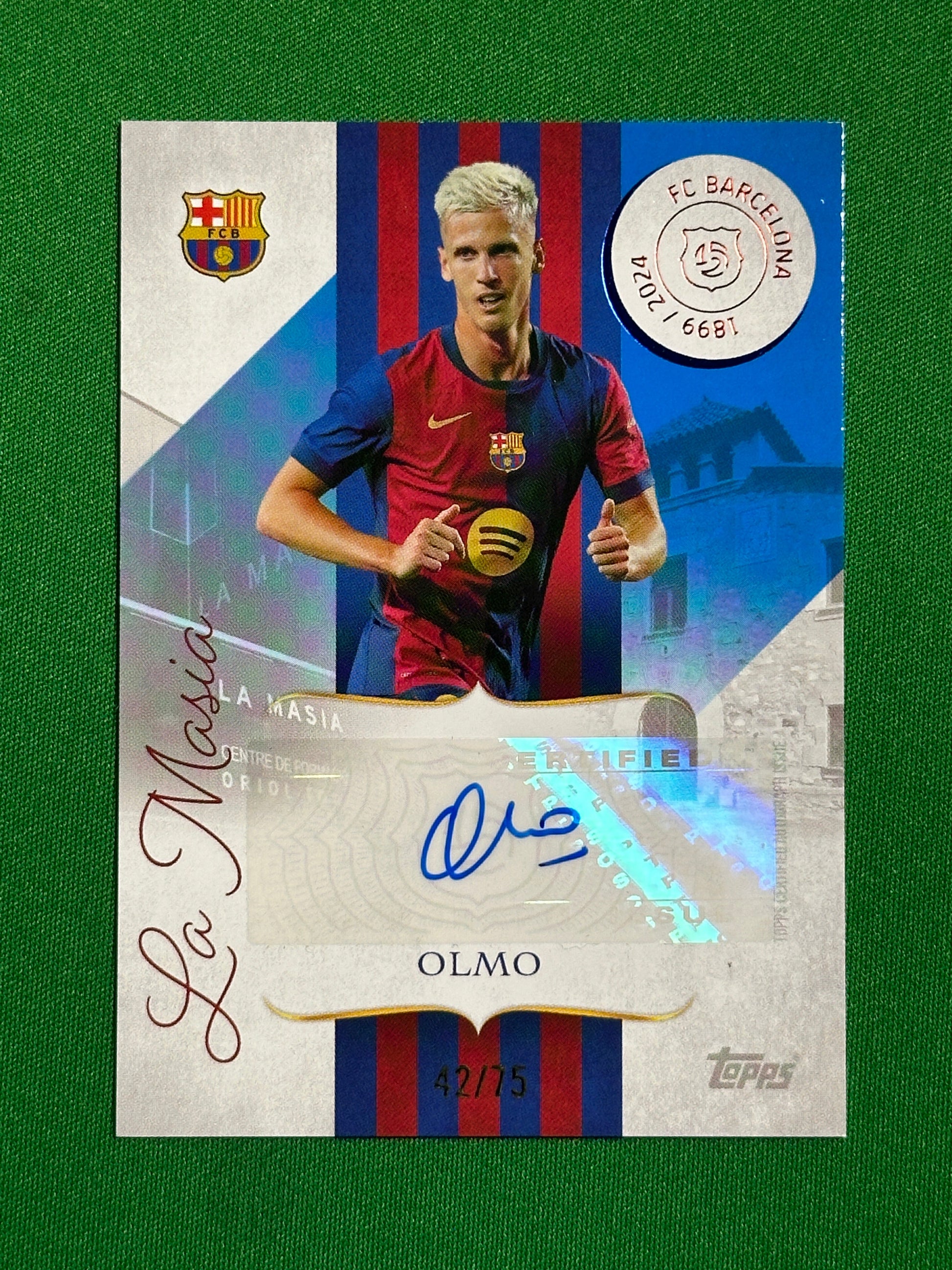 Dani Olmo Autograph 42/75 - Topps Barcelona 125th Anniversary Front