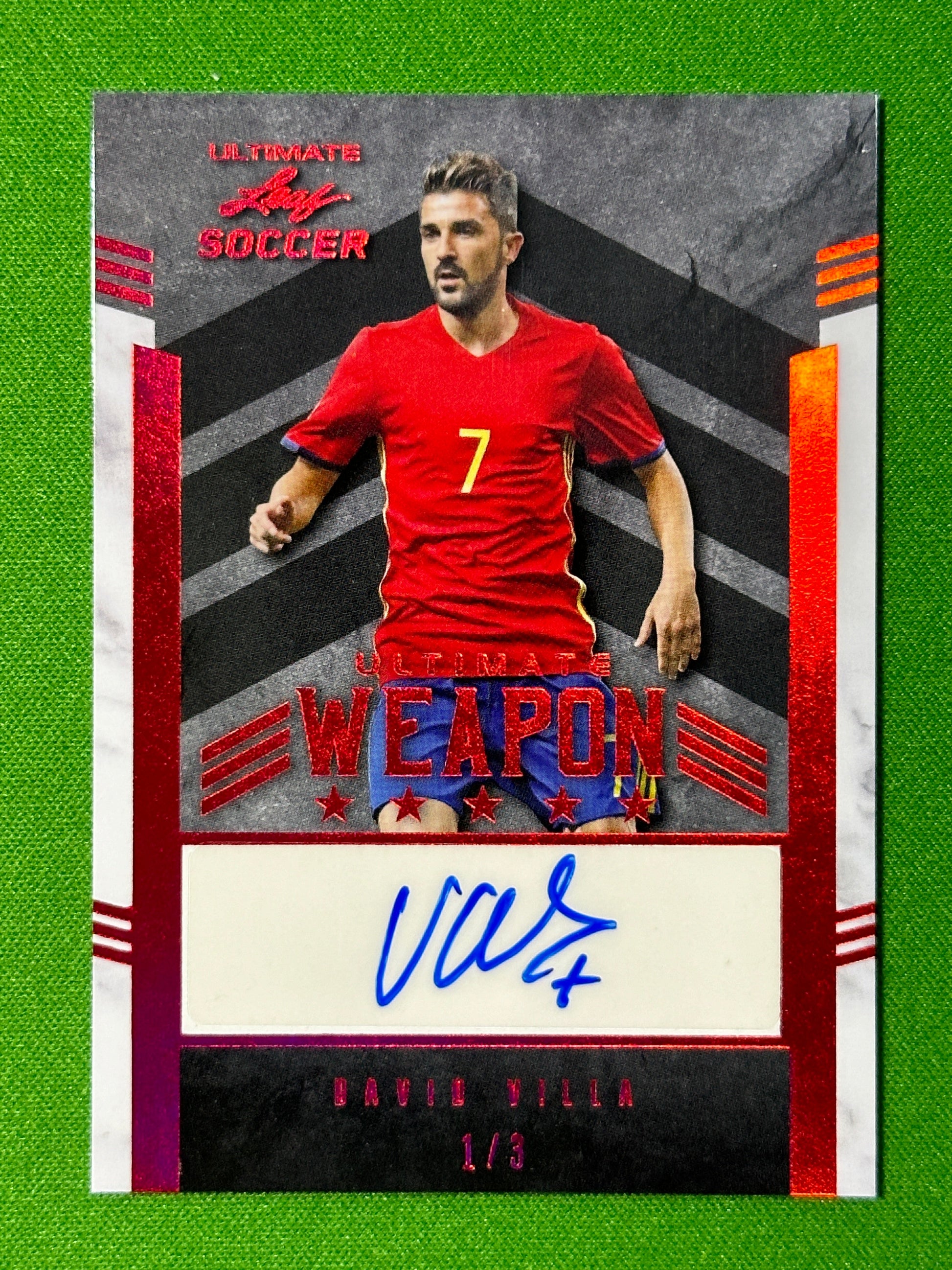 David Villa Autograph 1/3 - Leaf Ultimate Soccer 2022 Front