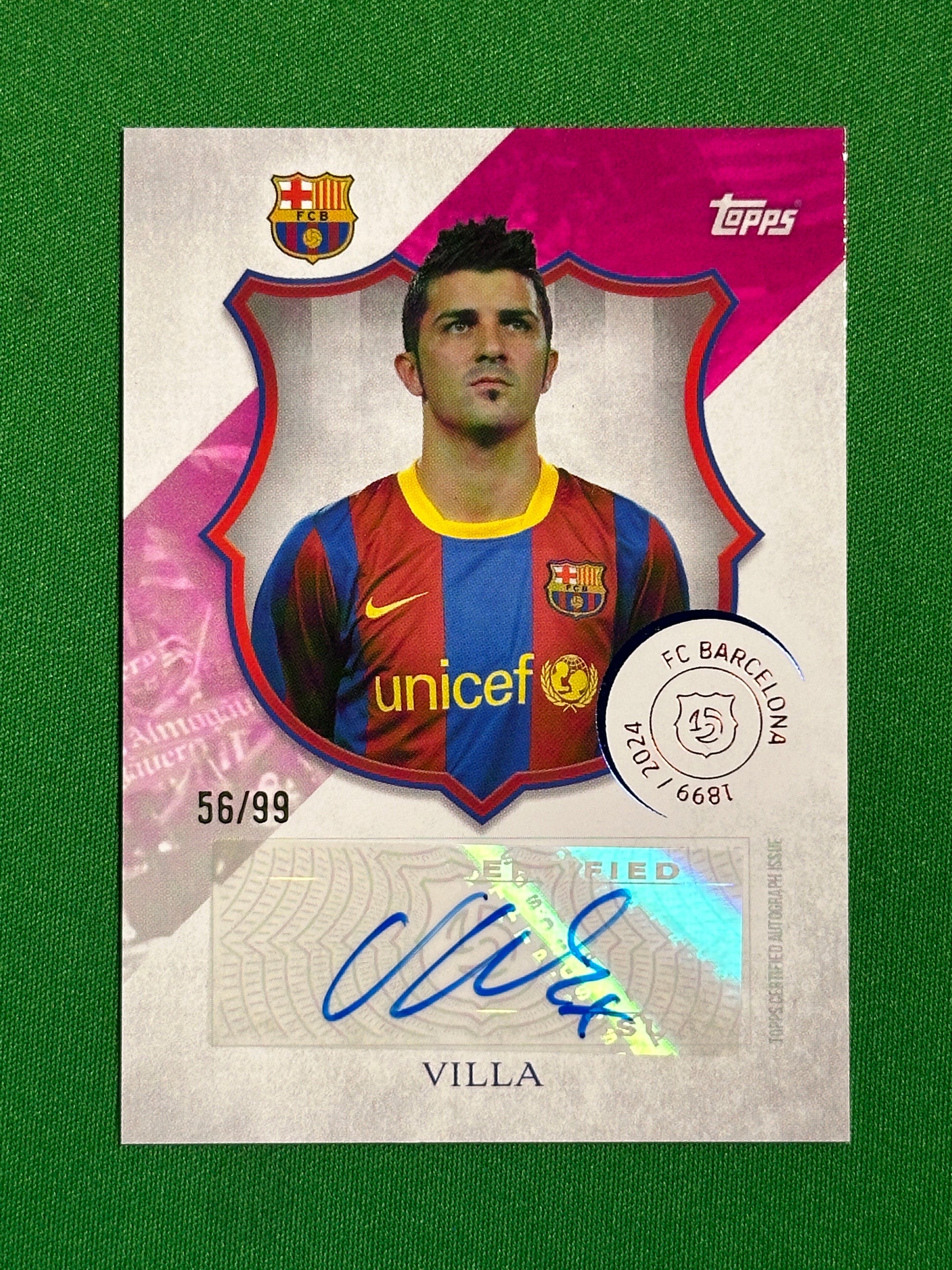 David Villa Autograph 56/99 - Topps Barcelona 125th Anniversary Front