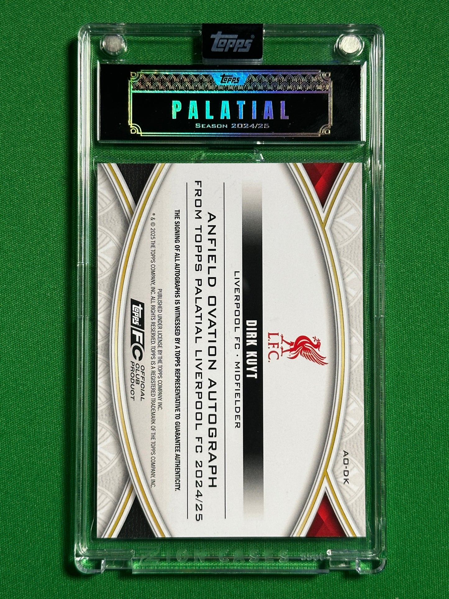 Dirk Kuyt Autograph 25/25 - Topps Liverpool Palatial 2024/25 Back