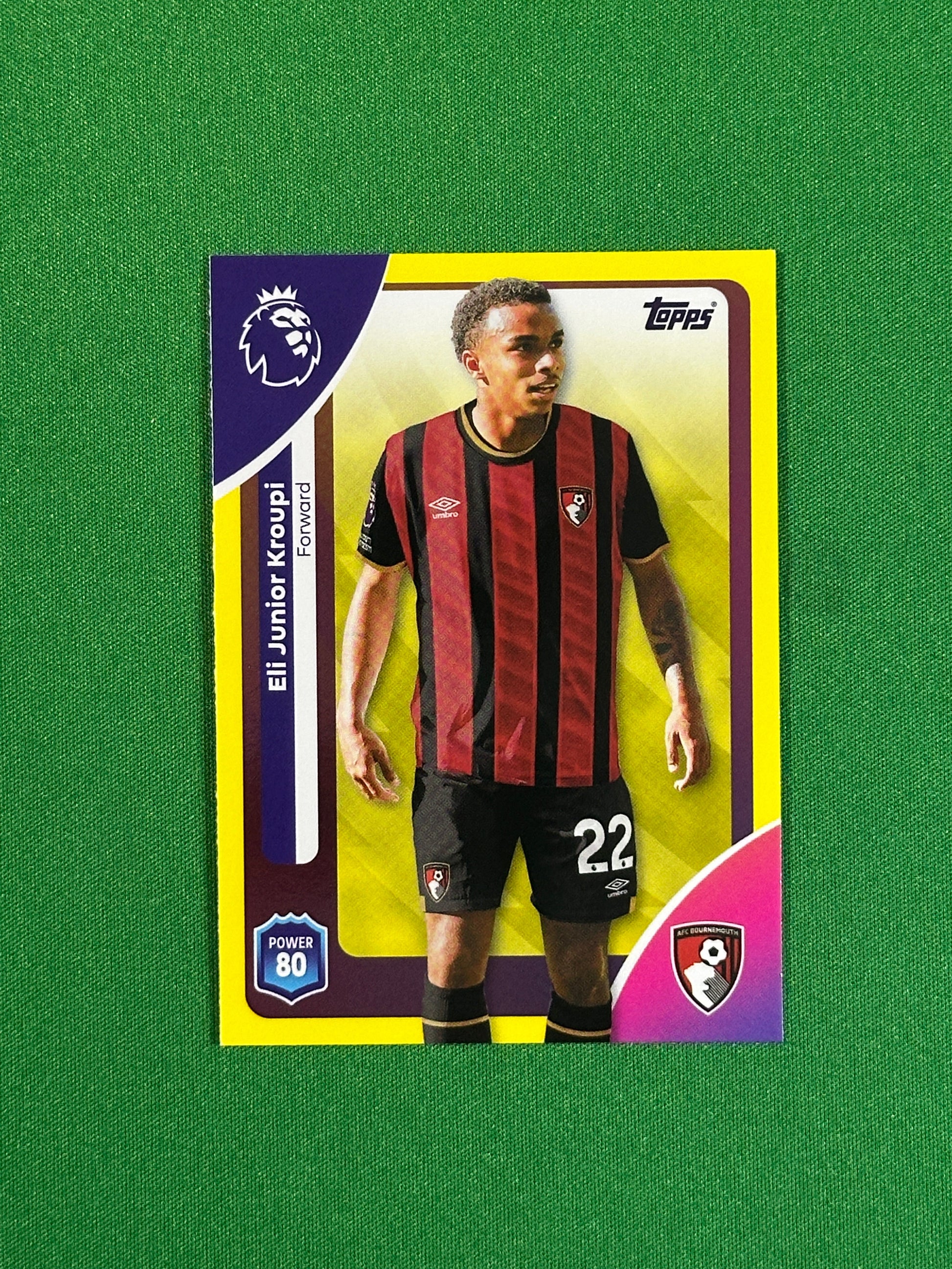 Eli Junior Kroupi Yellow Parallel Base - Topps Premier League 2026
