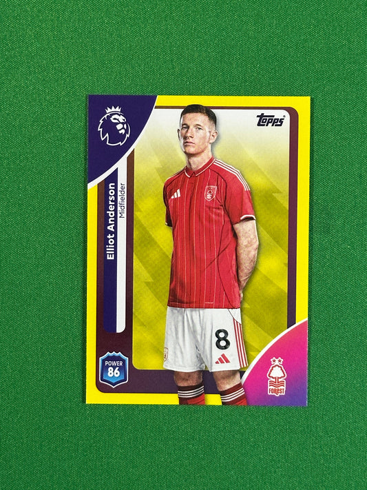 Elliot Anderson Yellow Parallel Base - Topps Premier League 2026