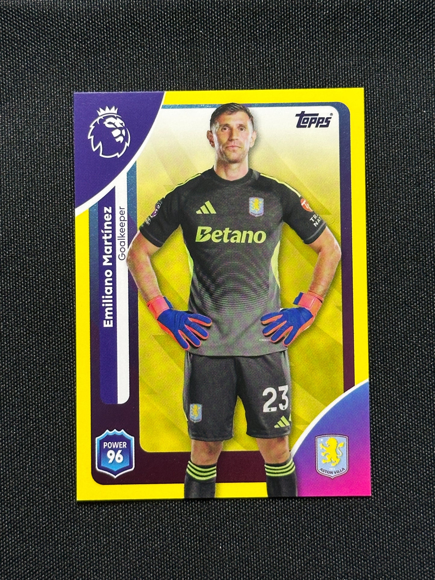 Emiliano Martinez Yellow Parallel Base - Topps Premier League 2026