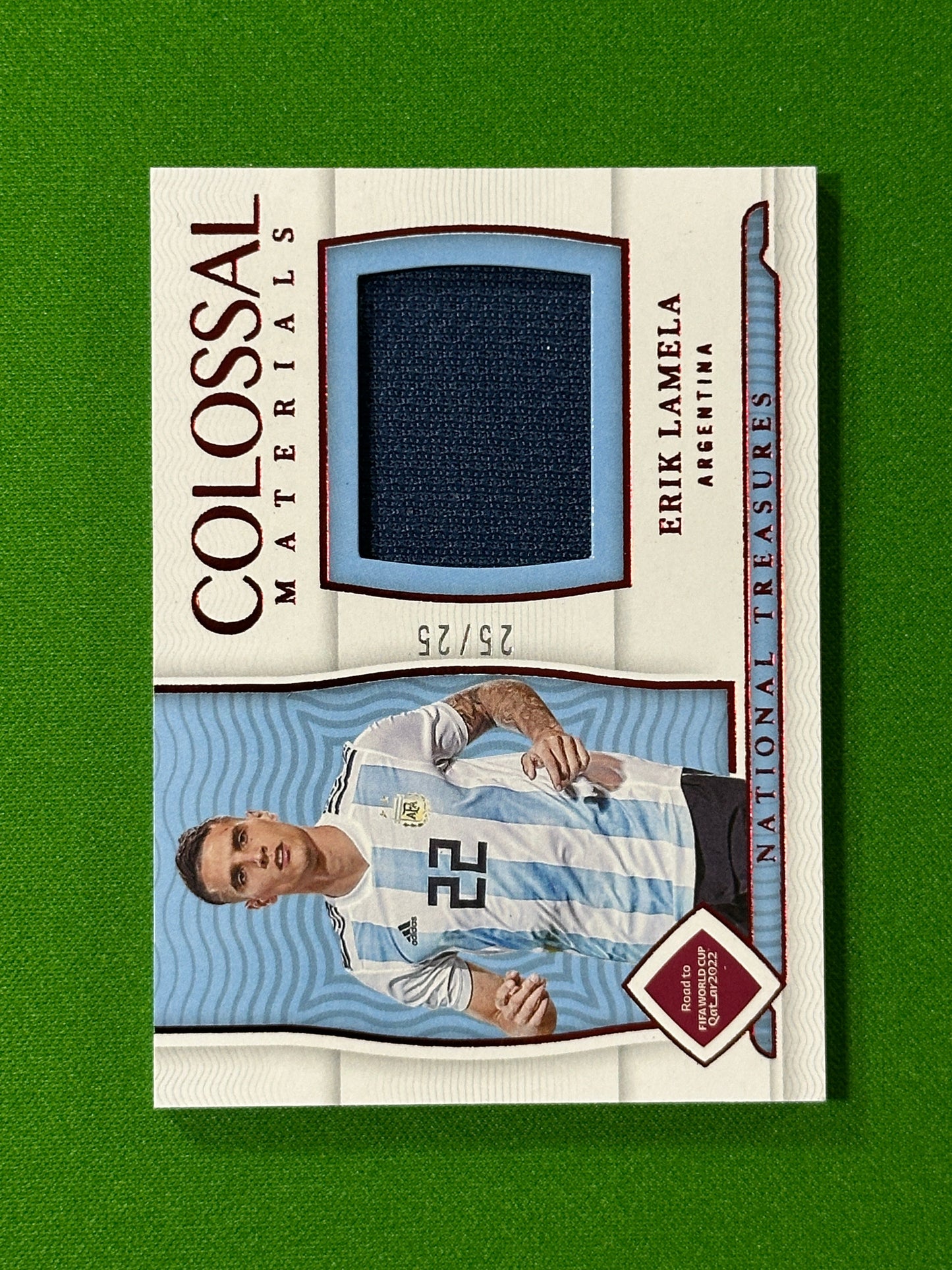 Erik Lamela Player Worn 25/25 - Argentina - Panini National Treasures World Cup 2022