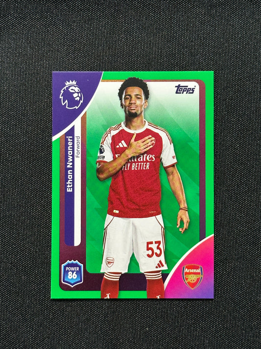 Ethan Nwaneri Green Parallel Base - Topps Premier League 2026