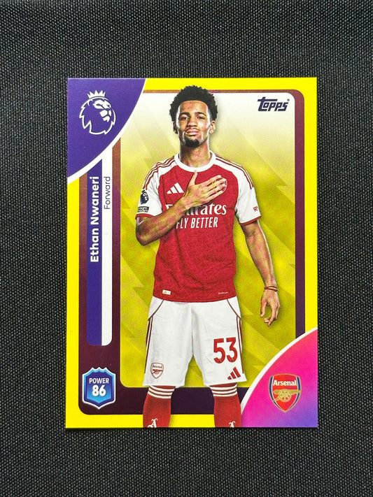 Ethan Nwaneri Yellow Parallel Base - Topps Premier League 2026