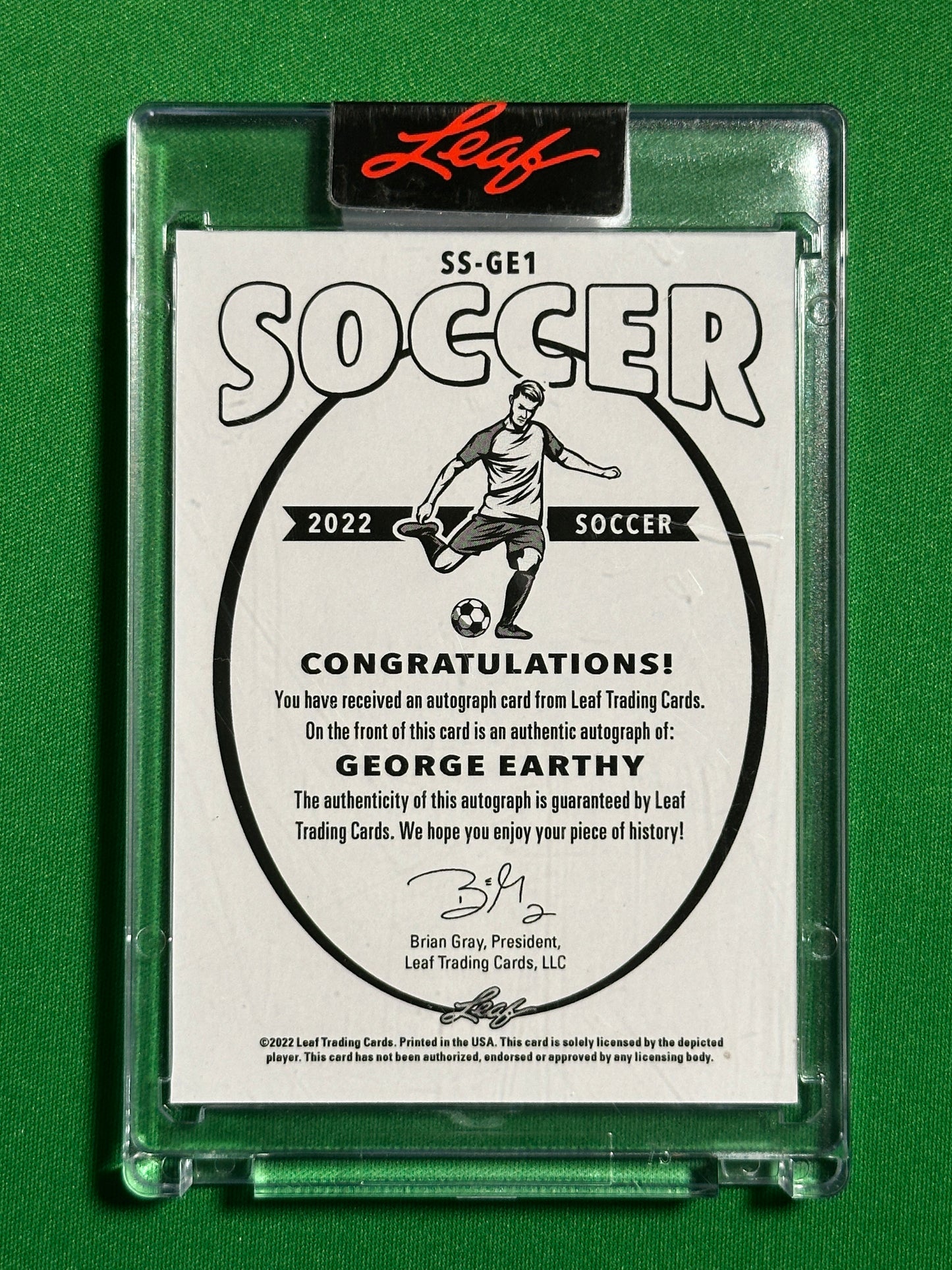 George Earthy 1/1 One of One - Leaf Signature Series 2022 Back