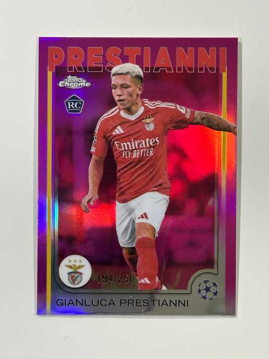 Gianluca Prestianni Numbered Parallel 194/250 - Topps Chrome 2024/25