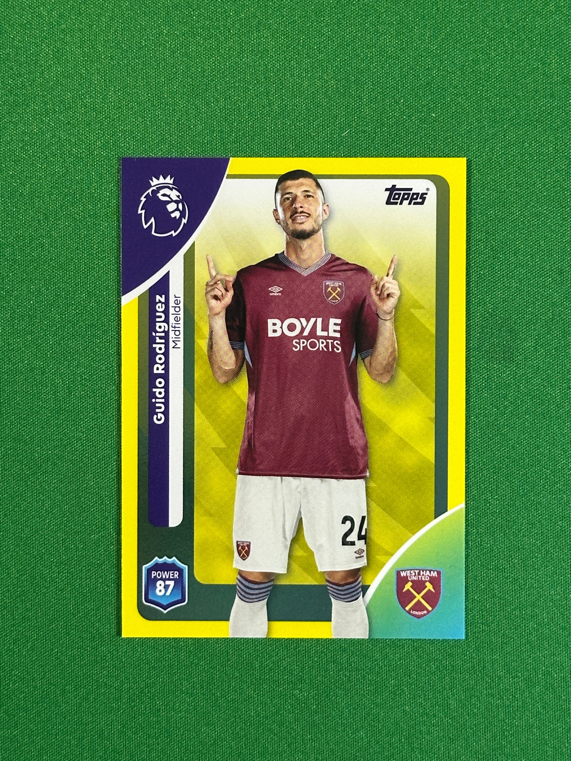 Guido Rodriguez Yellow Parallel Base - Topps Premier League 2026
