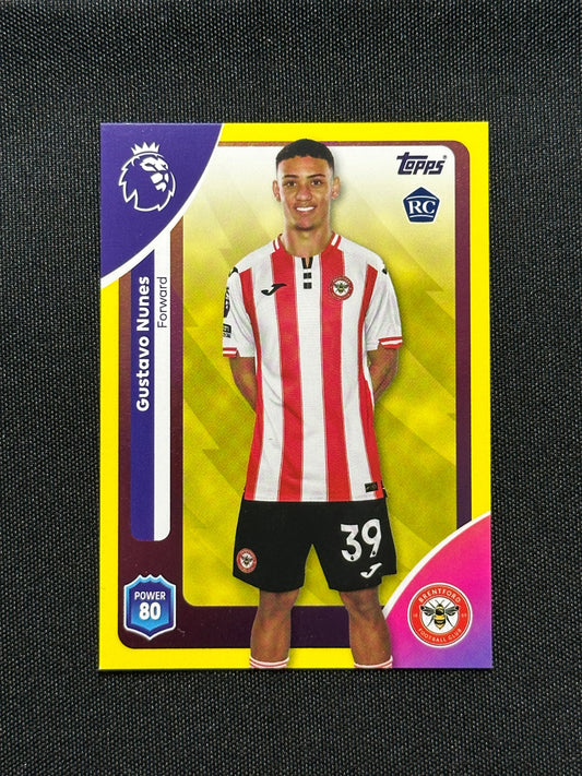 Gustavo Nunes Yellow Parallel Base - Topps Premier League 2026