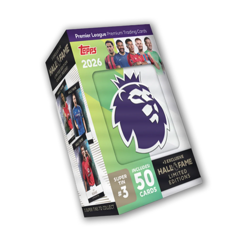 Topps Premier League 2026 Super Tin #3 – 50 Cards + 3 Hall-of-Fame LEs