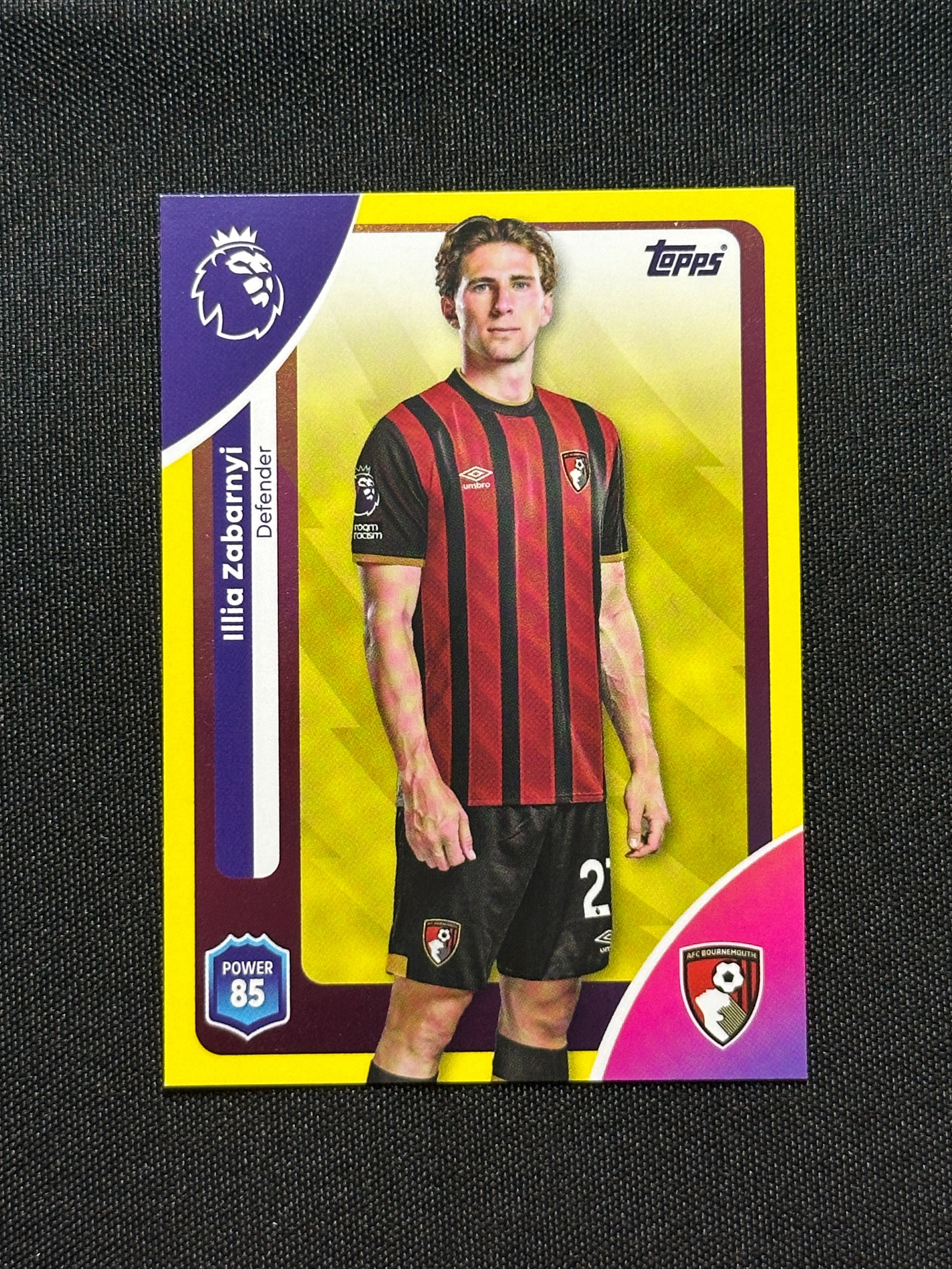 Illia Zabarnyi Yellow Parallel Base - Topps Premier League 2026