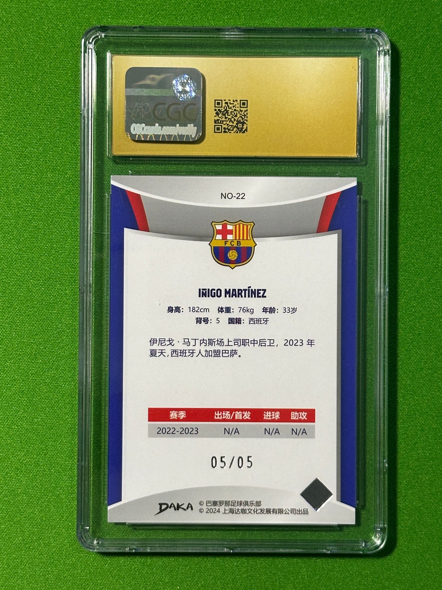 Inigo Martinez 05/05 - DAKA Barcelona One & Two 2023-24 - CGC Pristine 10