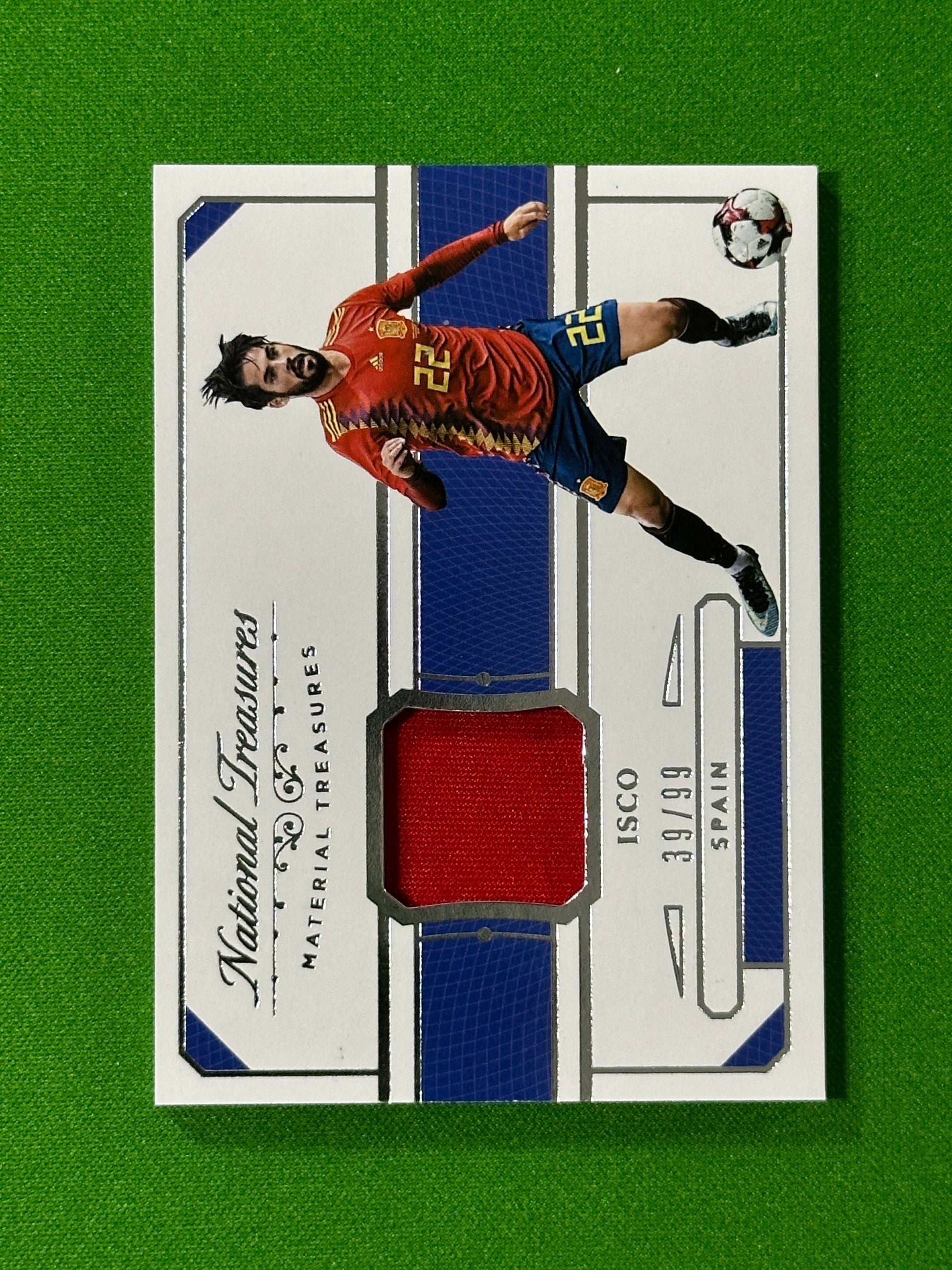 Isco Player-Worn Patch 39/99 - Spain - Panini National Treasures 2018 Front